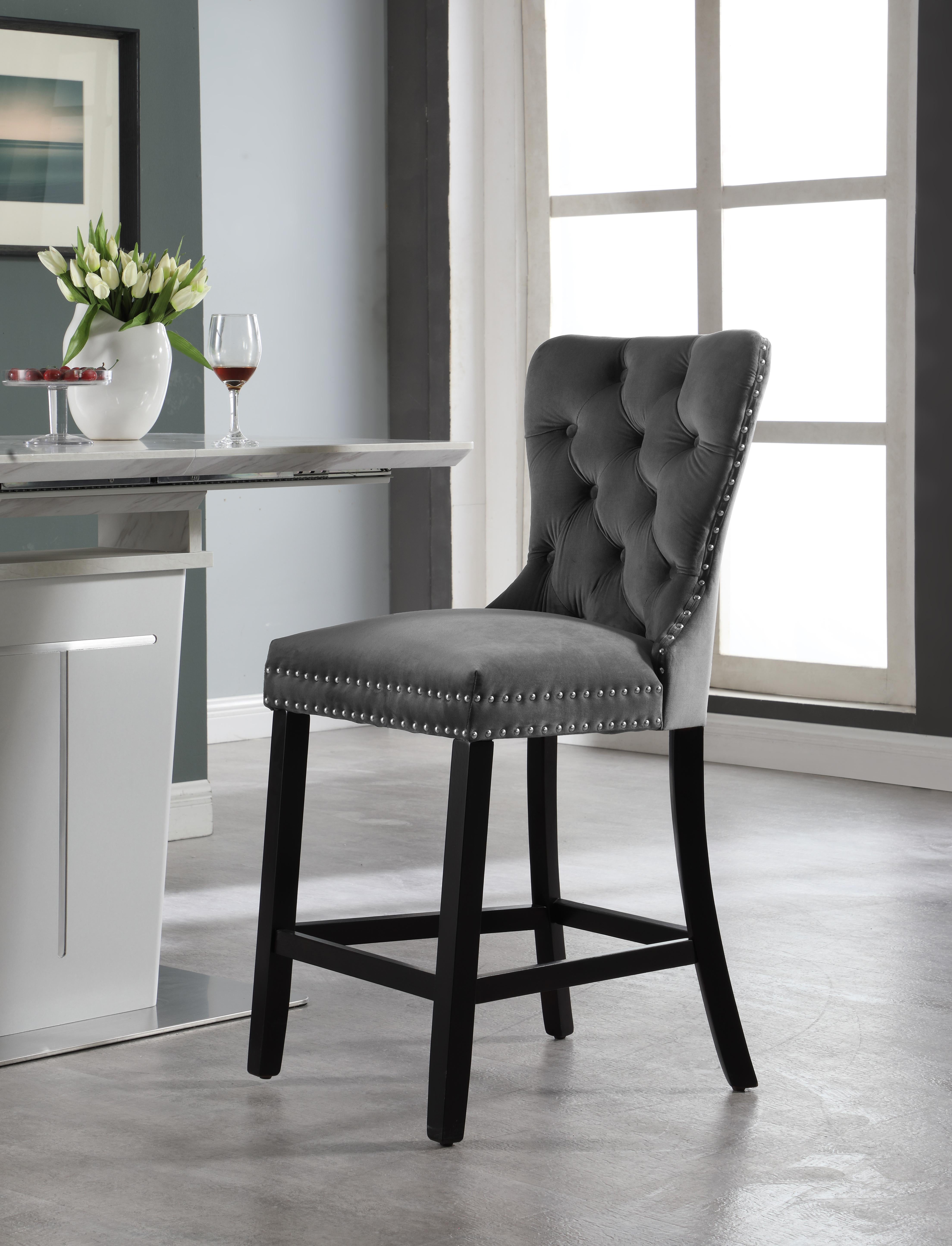 Nikki Grey Velvet Stool - Luxury Home Furniture (MI)