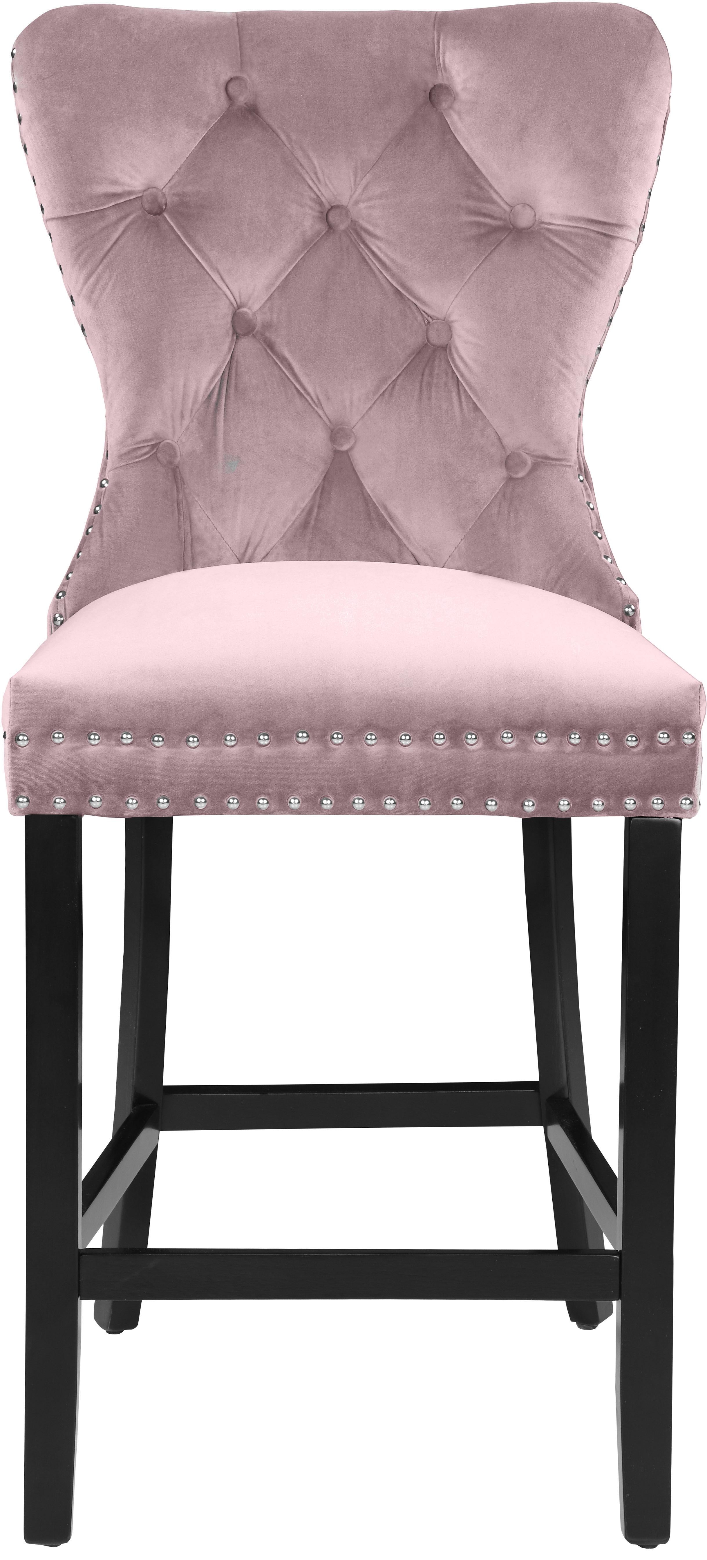 Nikki Pink Velvet Stool - Luxury Home Furniture (MI)
