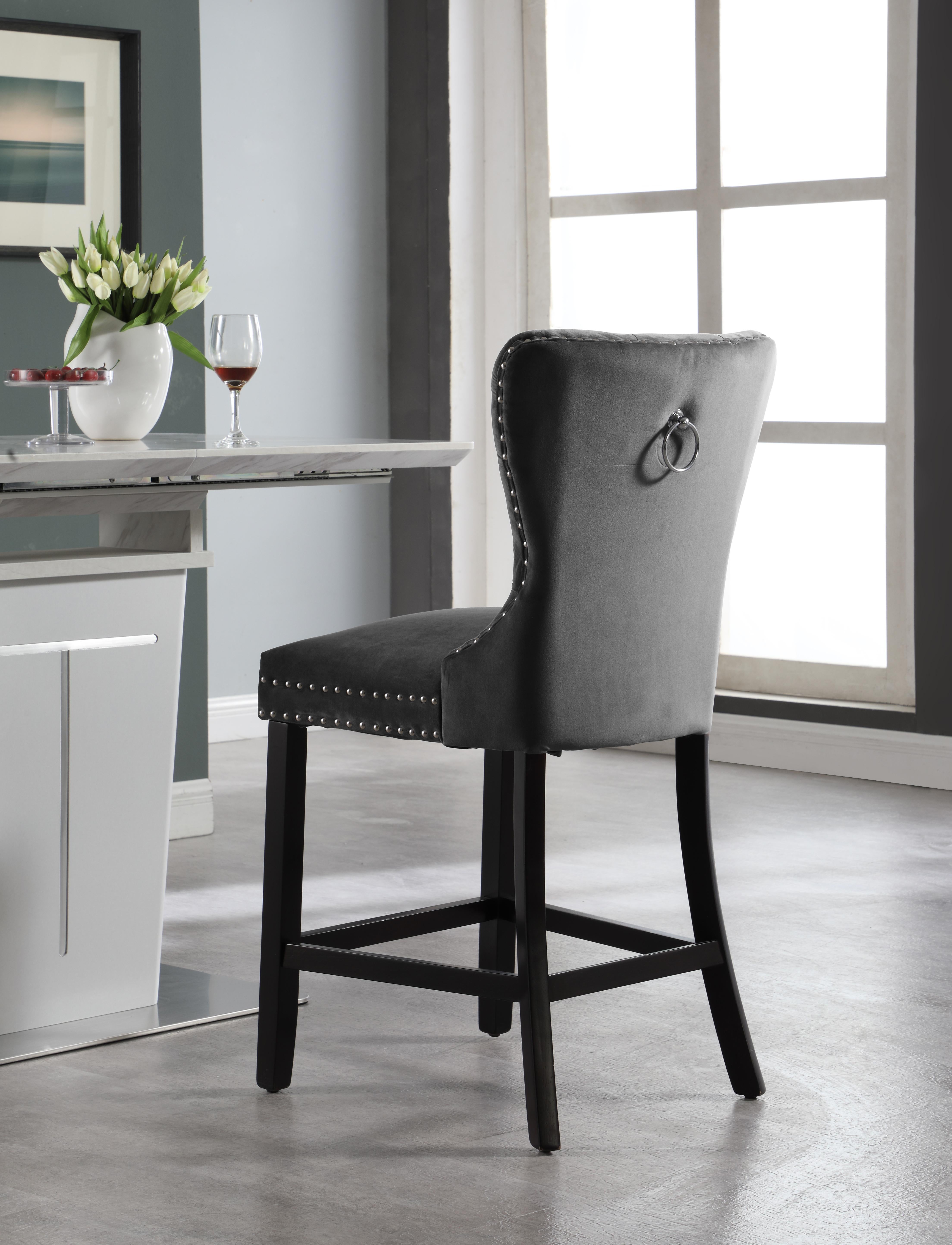 Nikki Grey Velvet Stool - Luxury Home Furniture (MI)