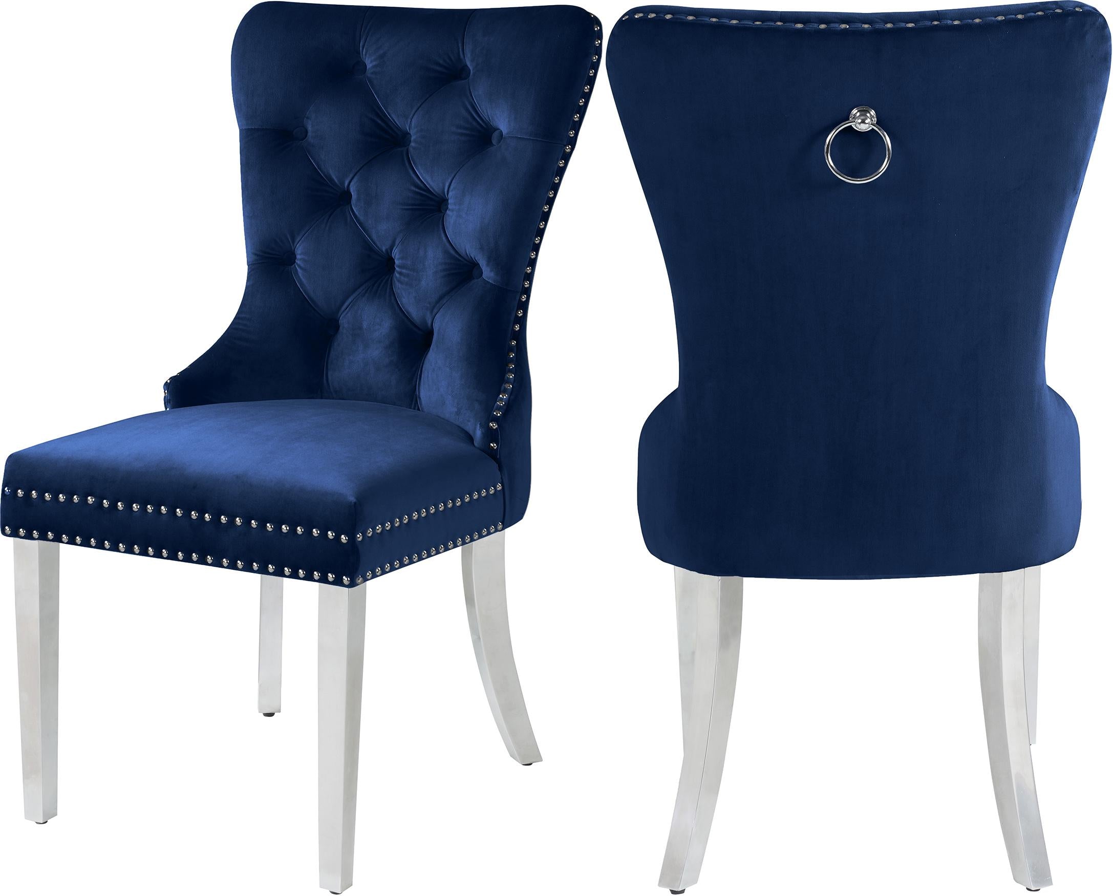 Carmen Navy Velvet Dining Chair - Luxury Home Furniture (MI)
