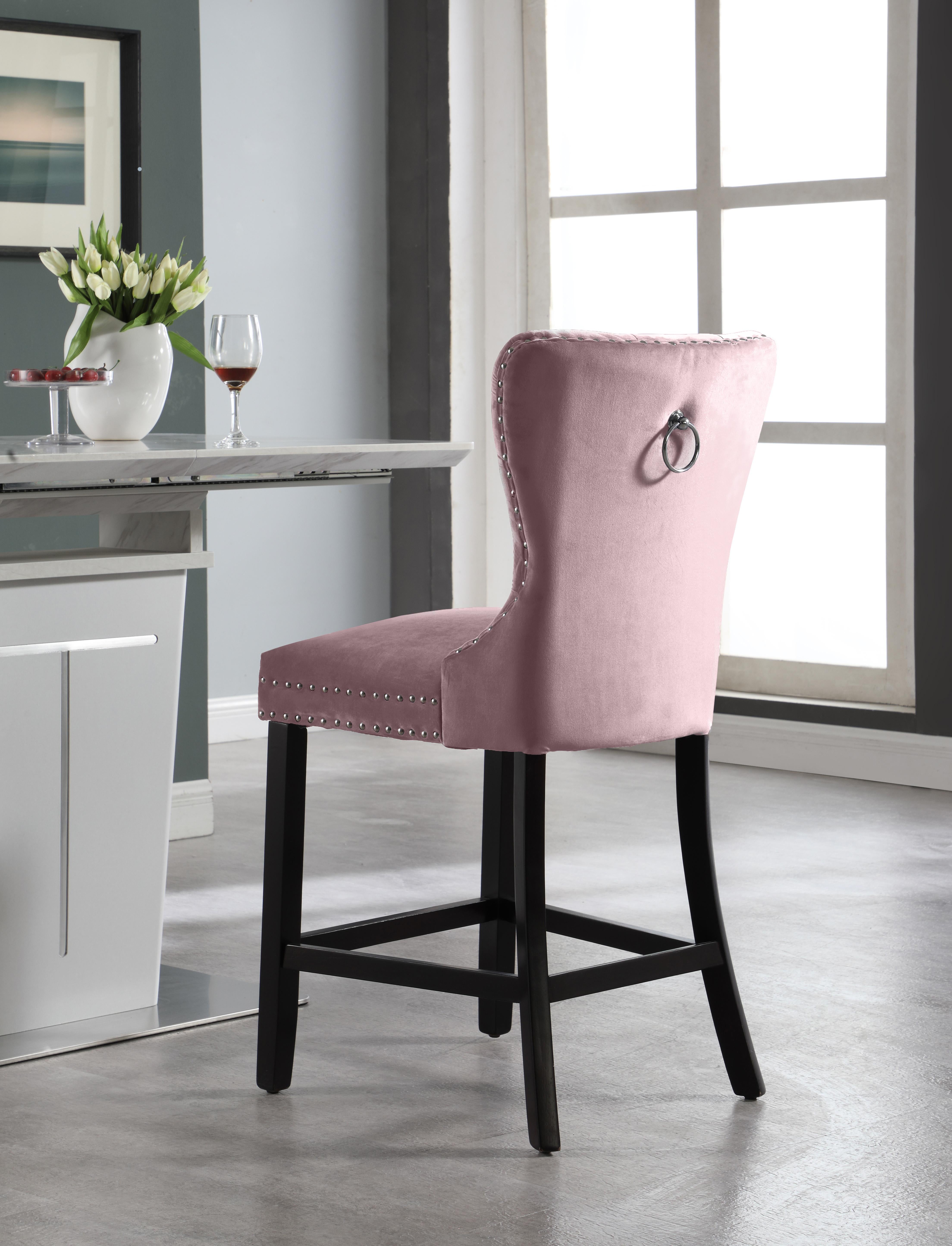 Nikki Pink Velvet Stool - Luxury Home Furniture (MI)