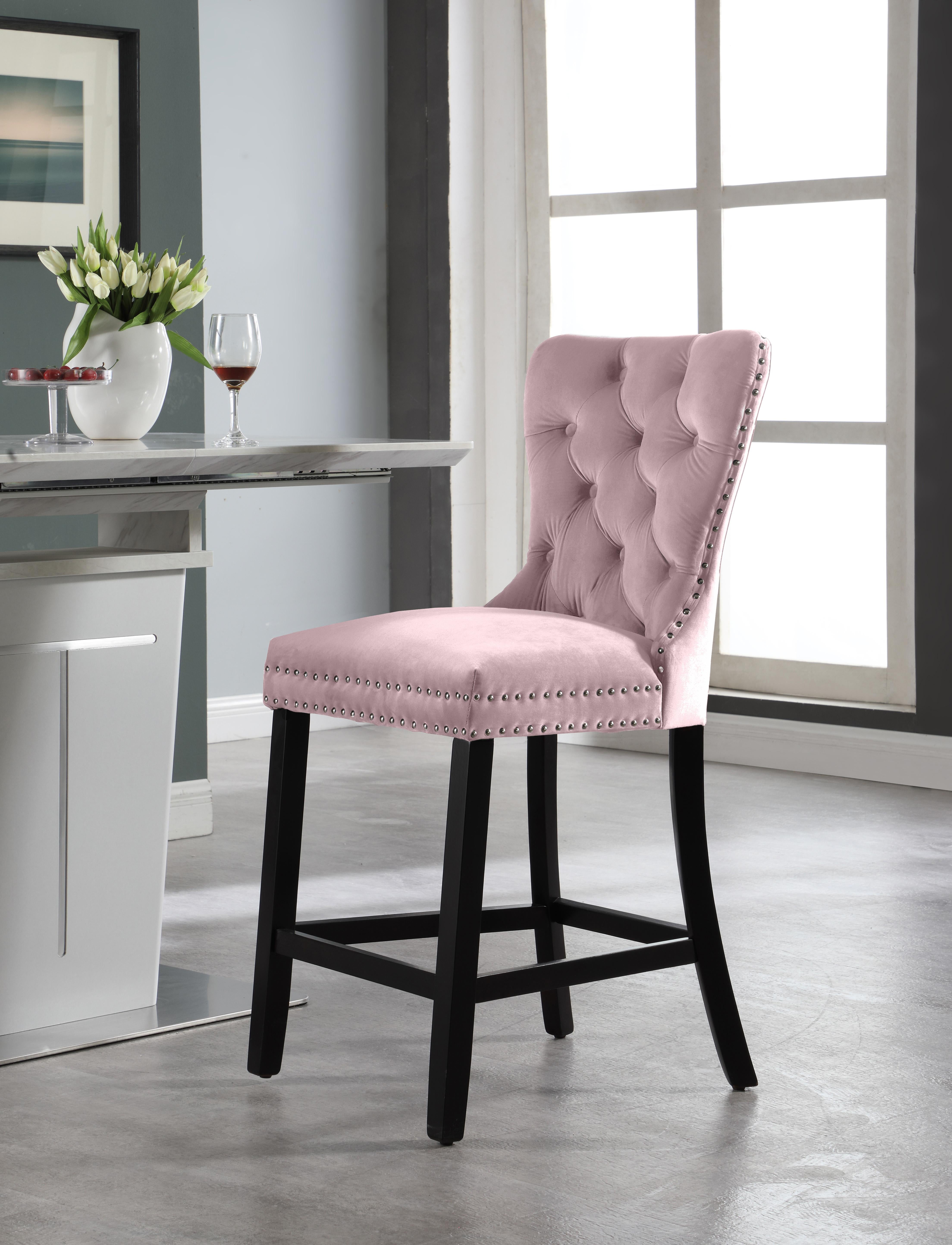 Nikki Pink Velvet Stool - Luxury Home Furniture (MI)