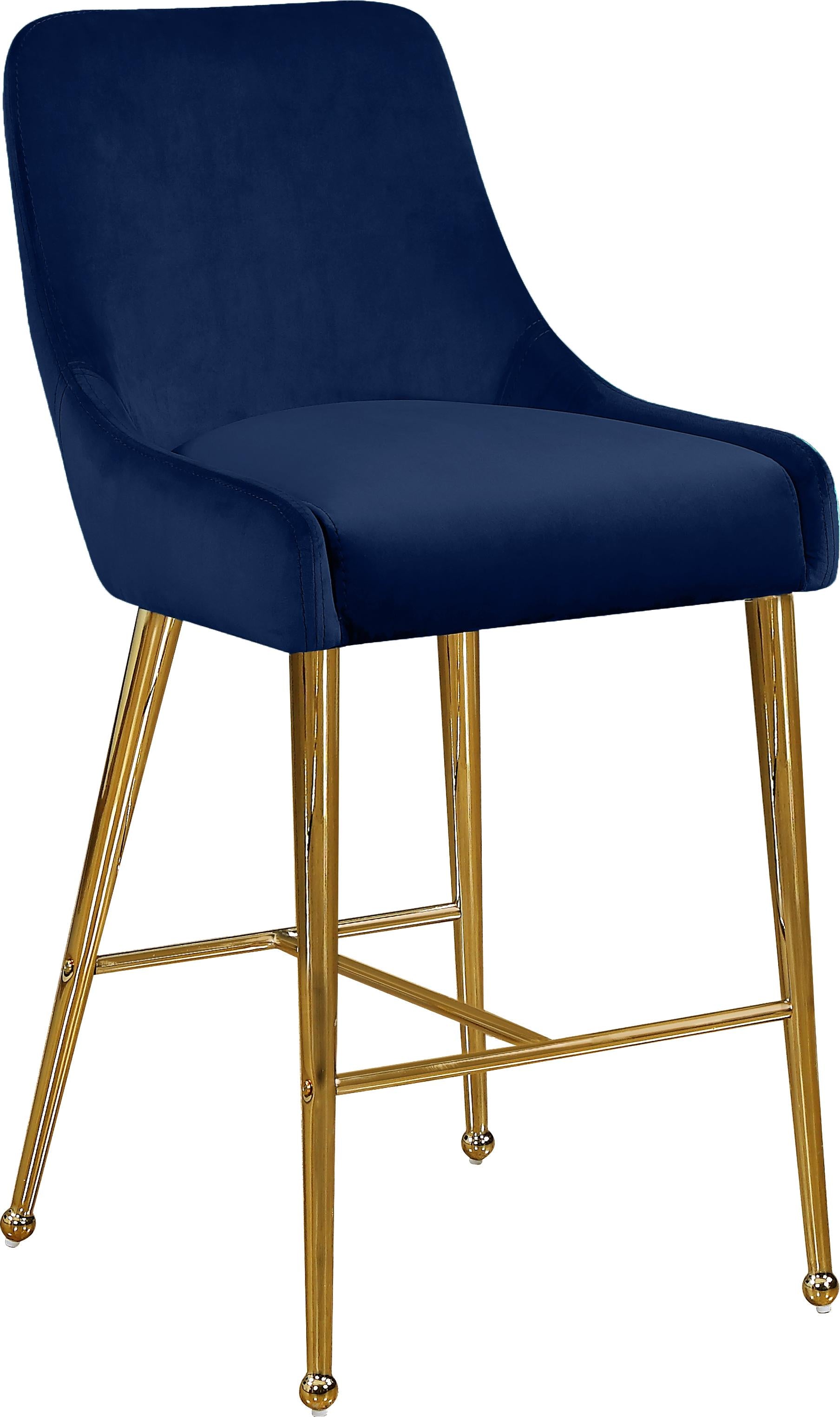 Owen Navy Velvet Stool - Luxury Home Furniture (MI)