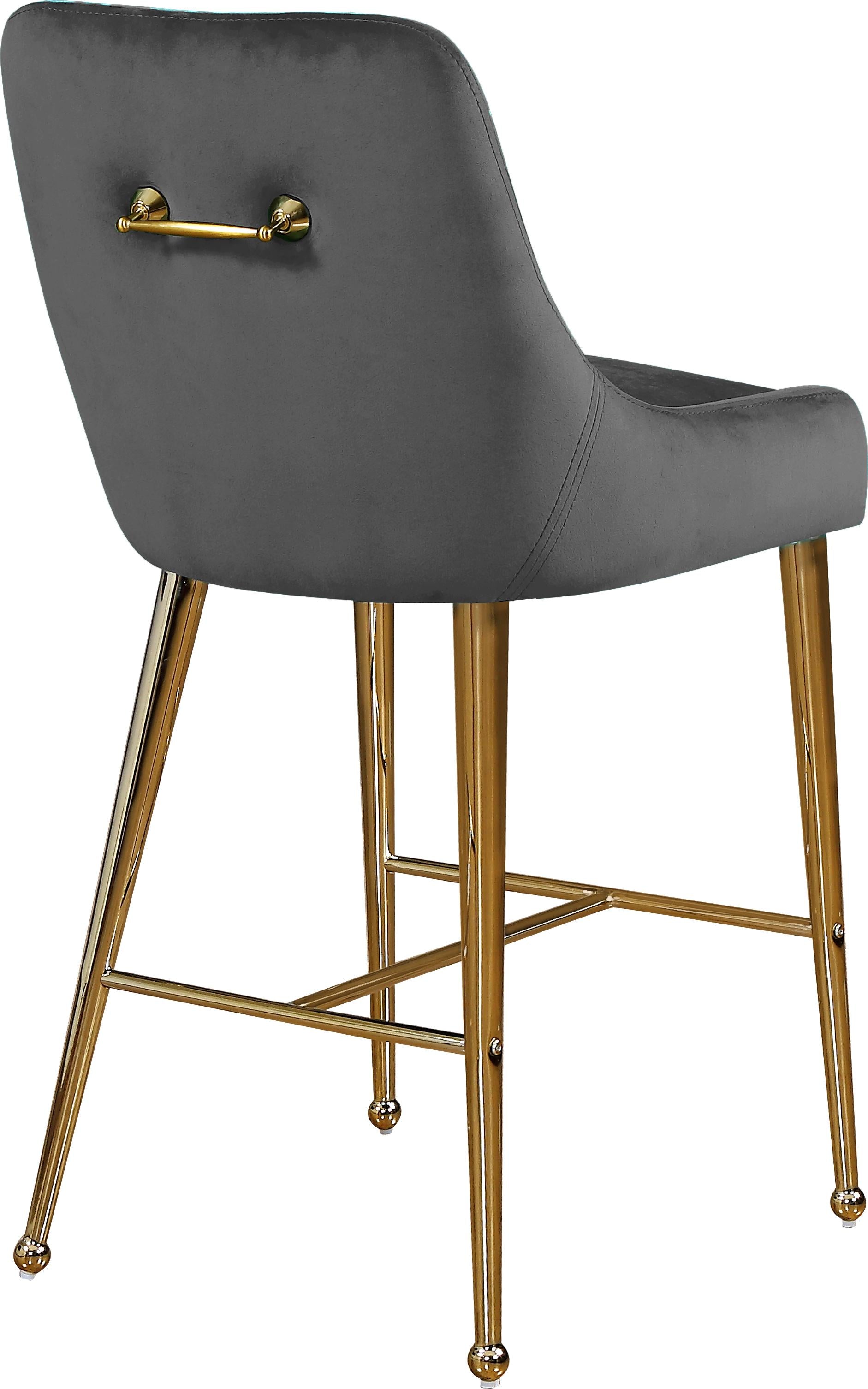 Owen Grey Velvet Stool - Luxury Home Furniture (MI)