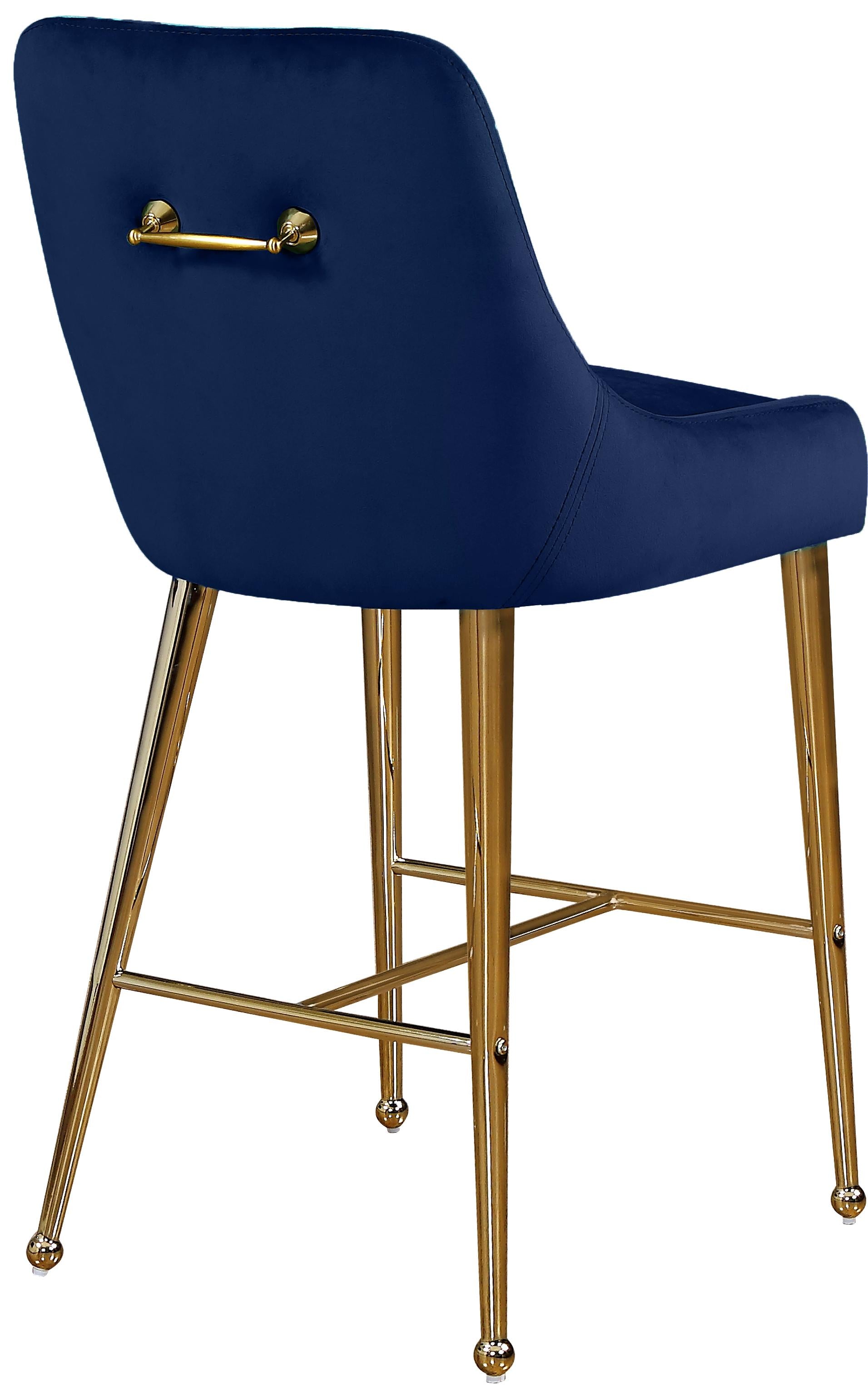 Owen Navy Velvet Stool - Luxury Home Furniture (MI)