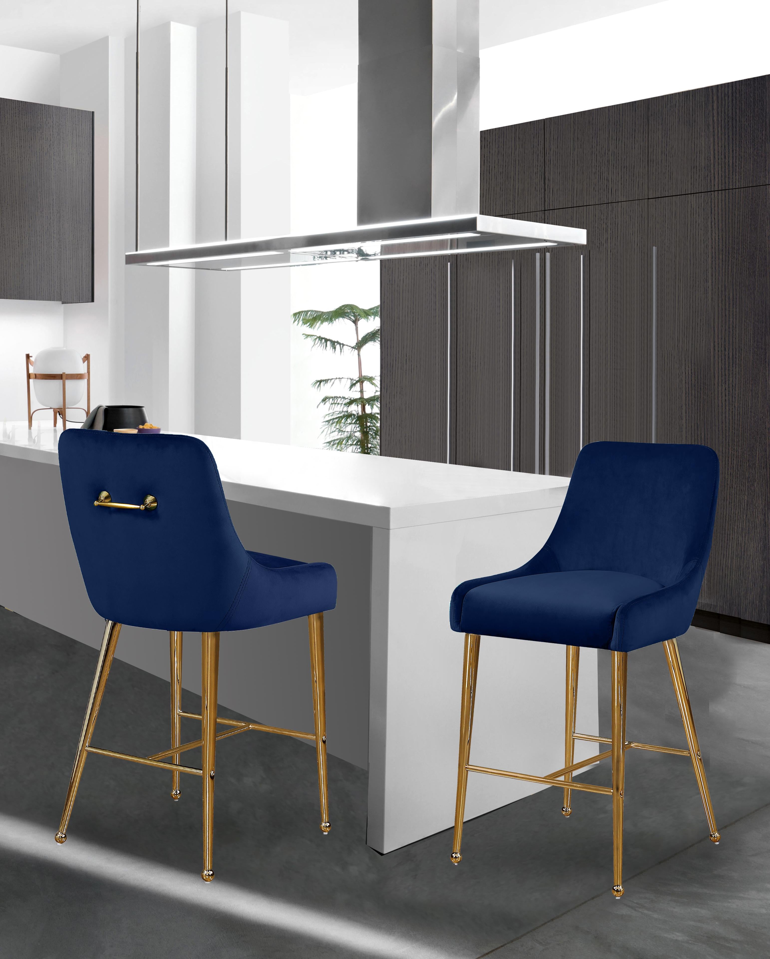 Owen Navy Velvet Stool - Luxury Home Furniture (MI)