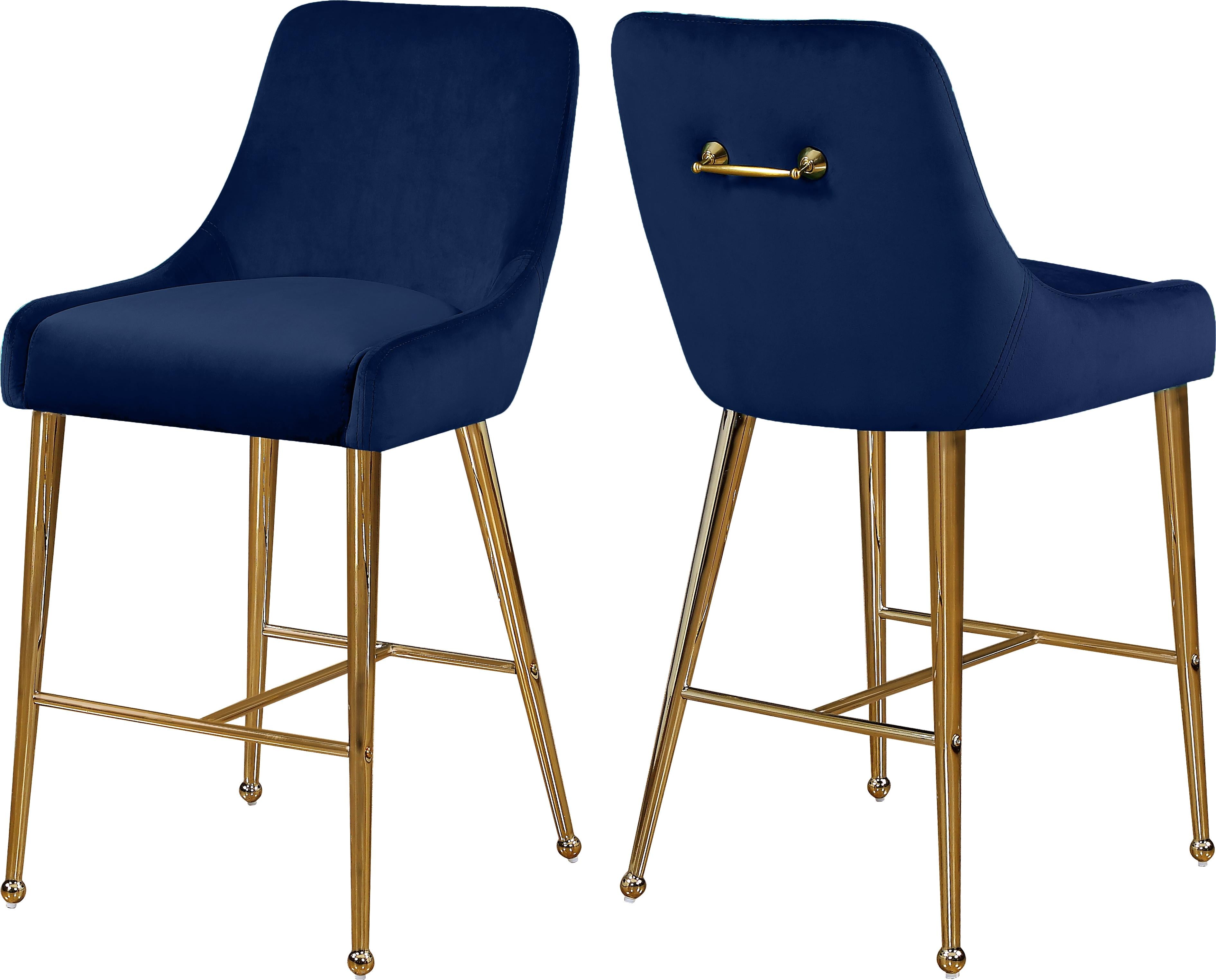 Owen Navy Velvet Stool - Luxury Home Furniture (MI)