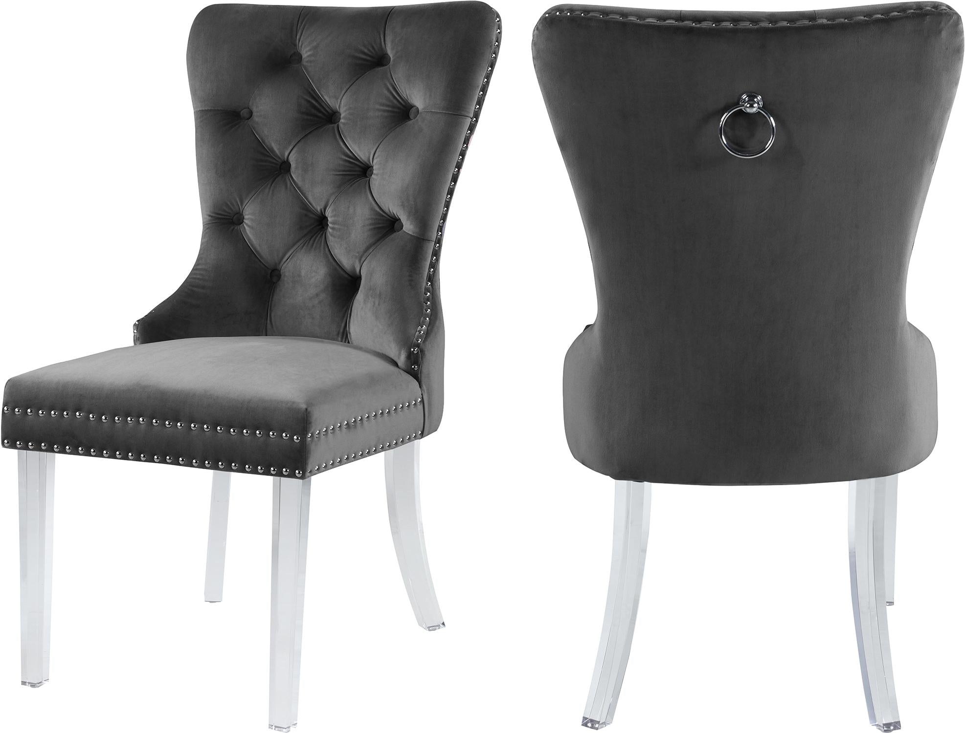 Miley Grey Velvet Dining Chair - Luxury Home Furniture (MI)
