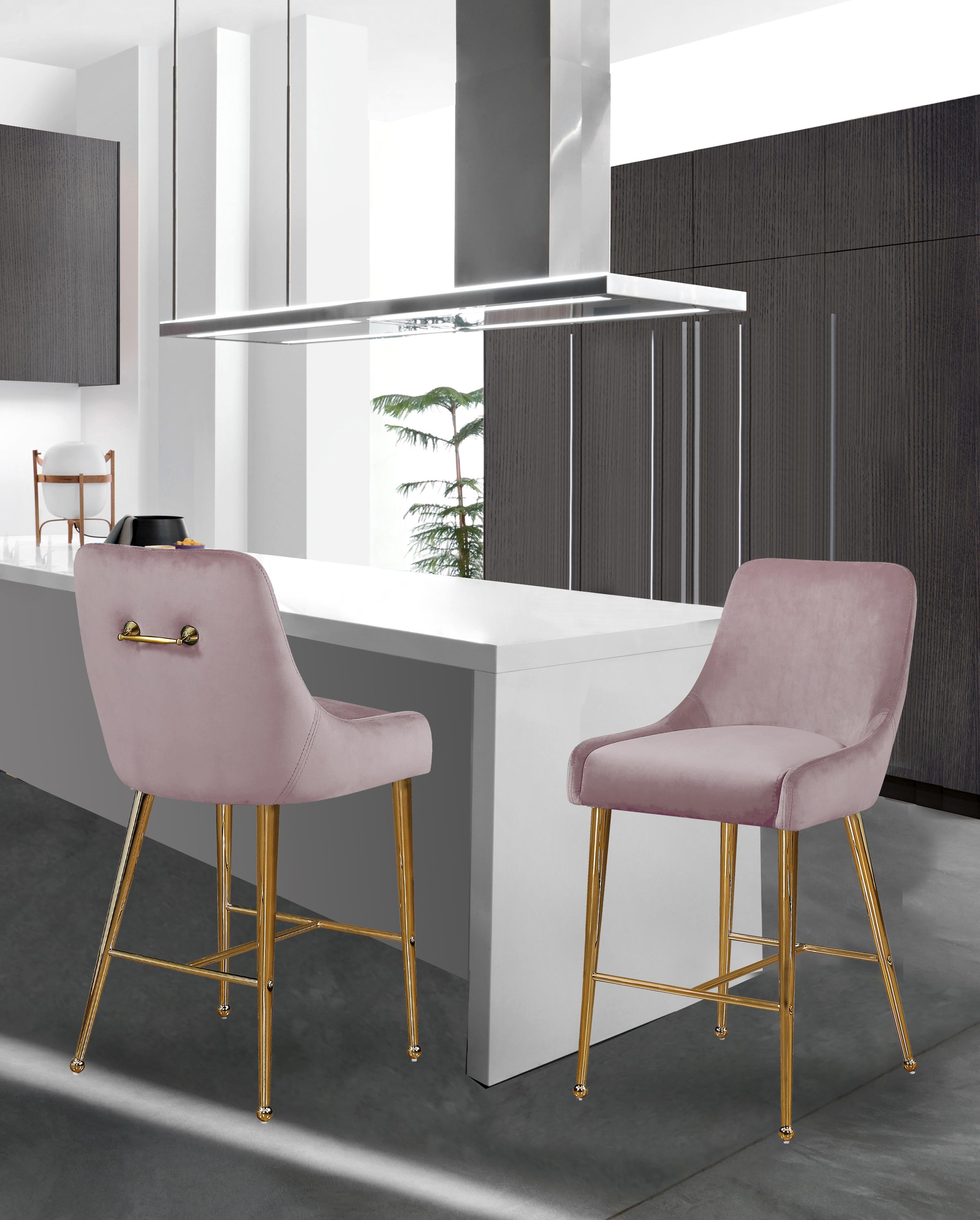 Owen Pink Velvet Stool - Luxury Home Furniture (MI)