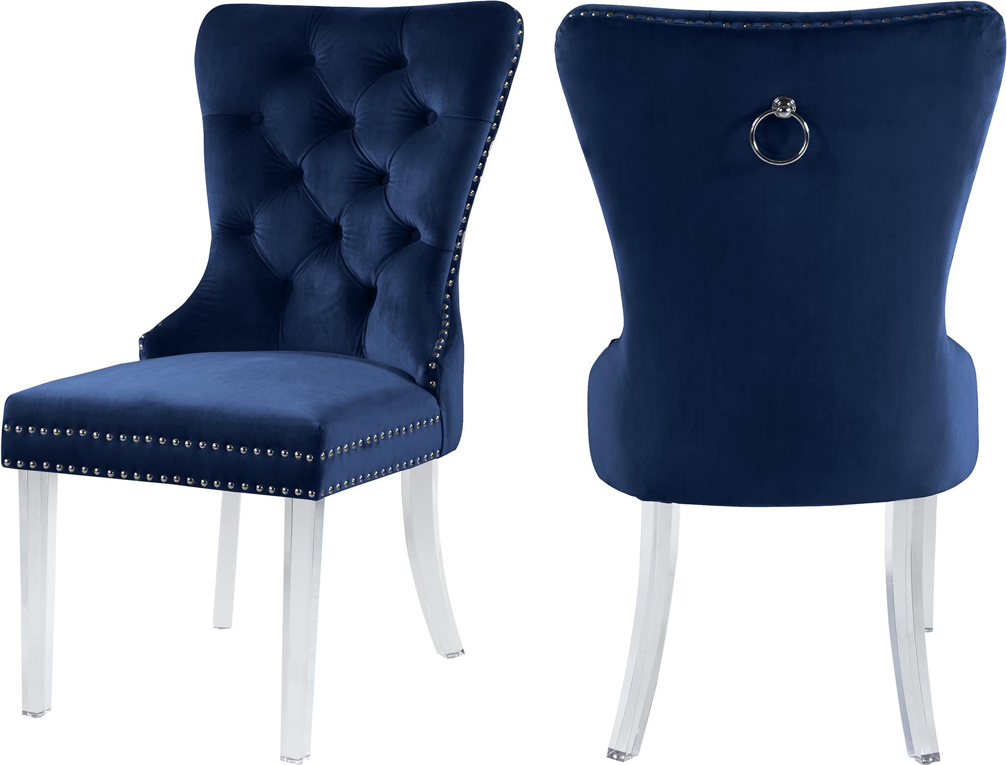Miley Navy Velvet Dining Chair - Luxury Home Furniture (MI)