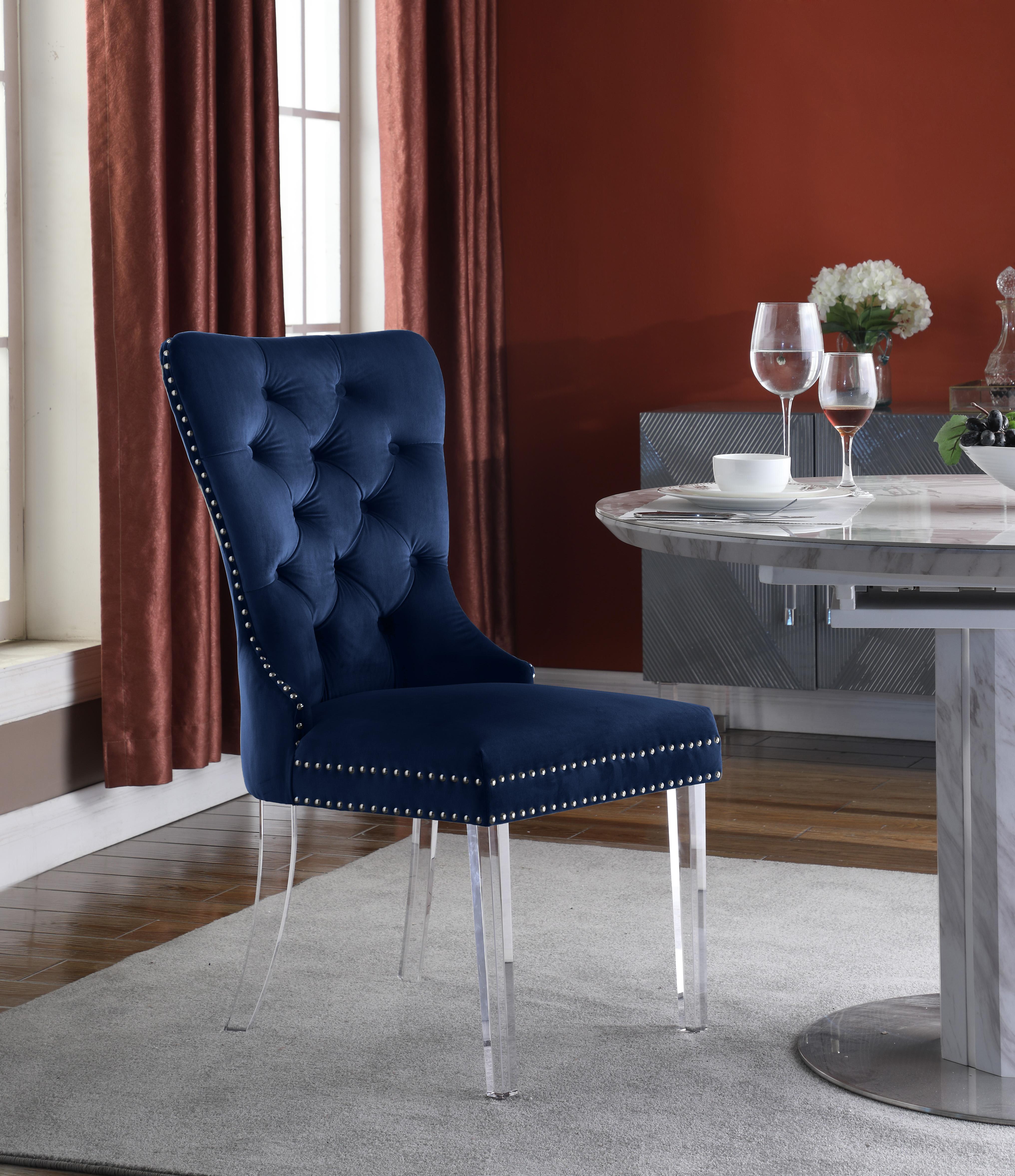 Miley Navy Velvet Dining Chair - Luxury Home Furniture (MI)