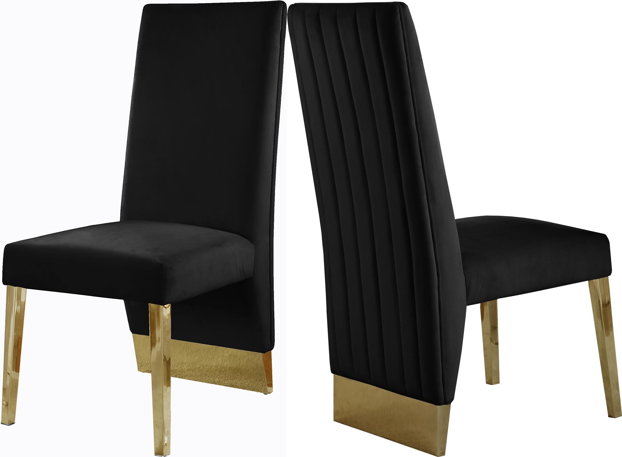 Porsha Black Velvet Dining Chair - Luxury Home Furniture (MI)