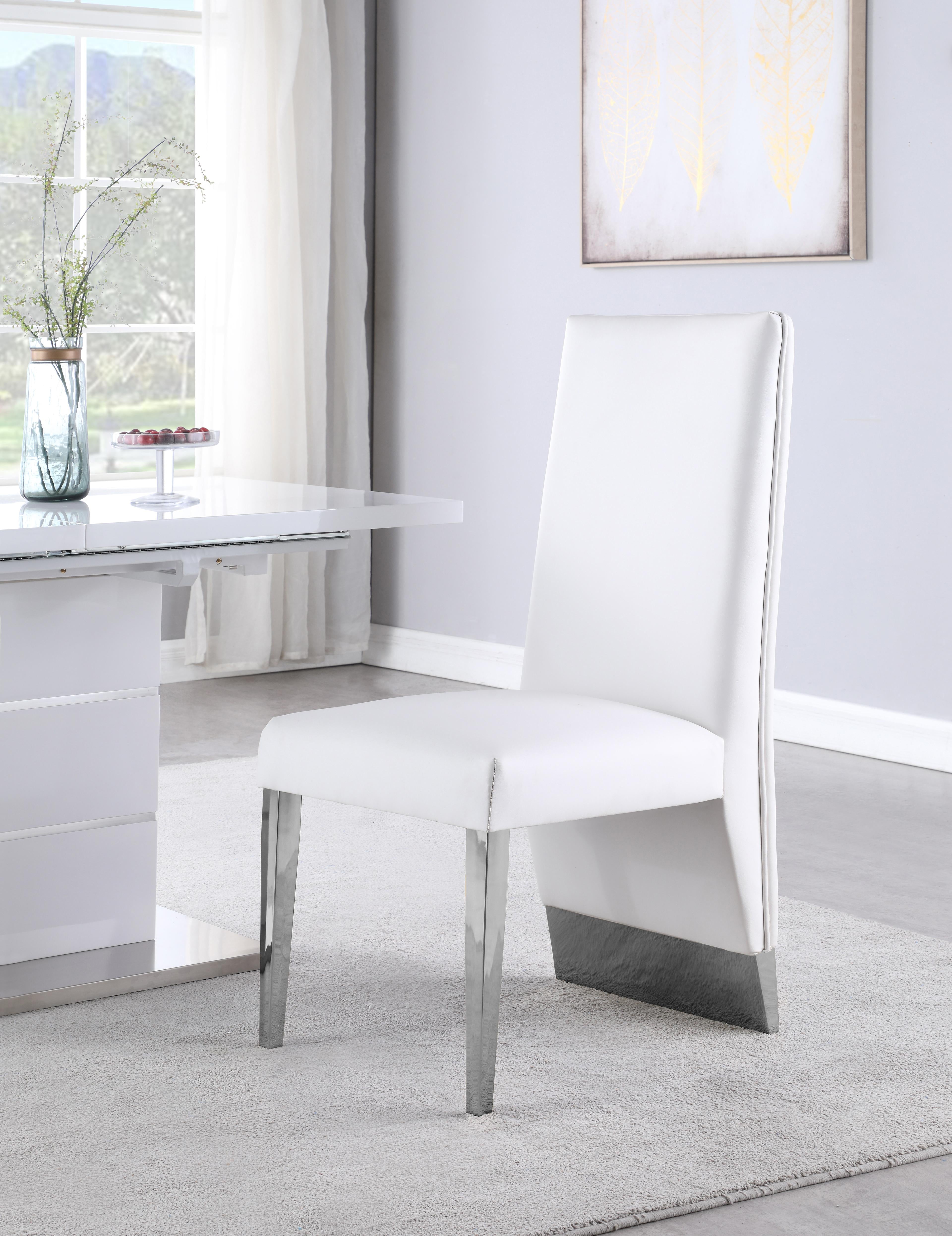 Porsha White Faux Leather Dining Chair - Luxury Home Furniture (MI)