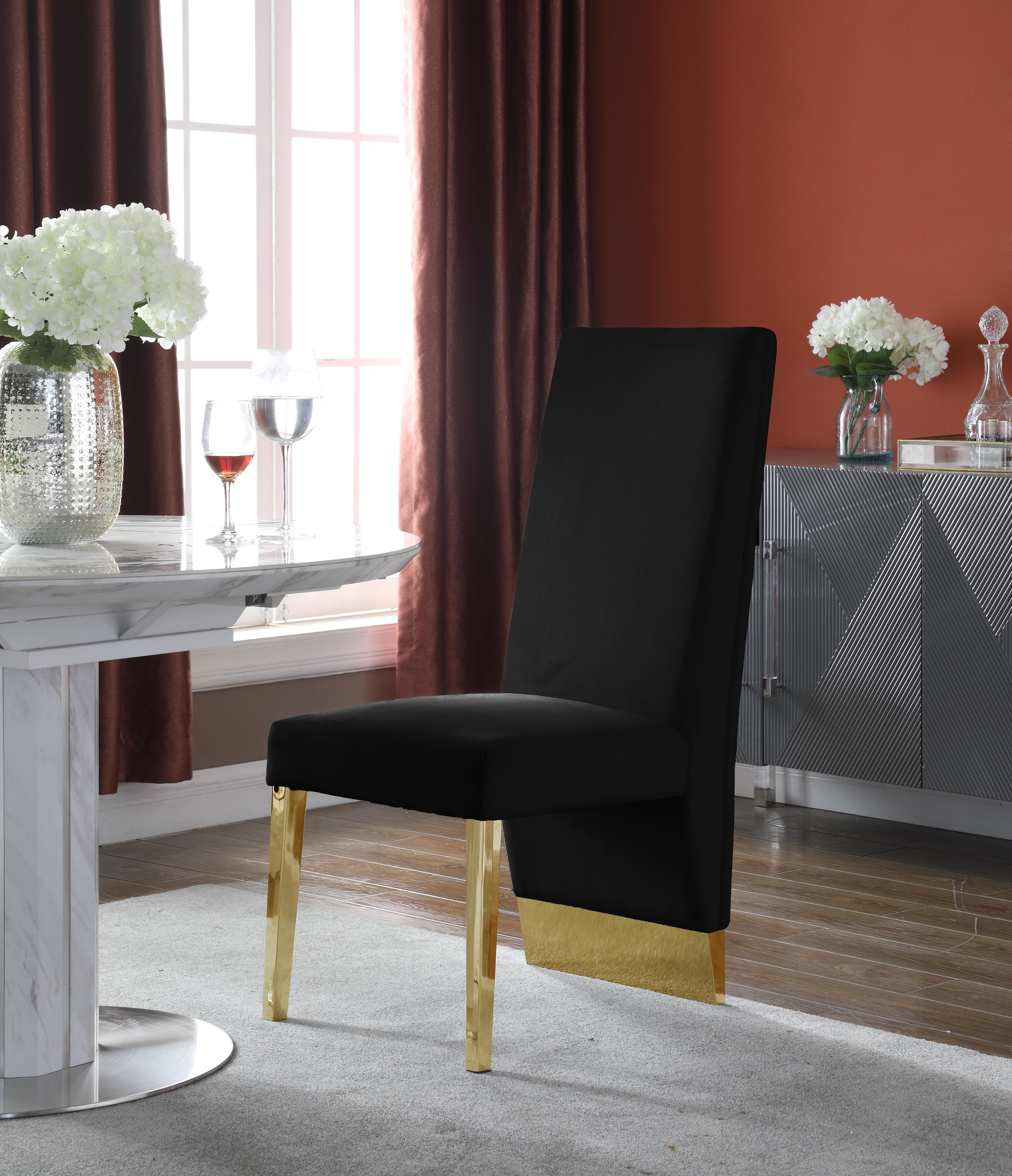 Porsha Black Velvet Dining Chair - Luxury Home Furniture (MI)