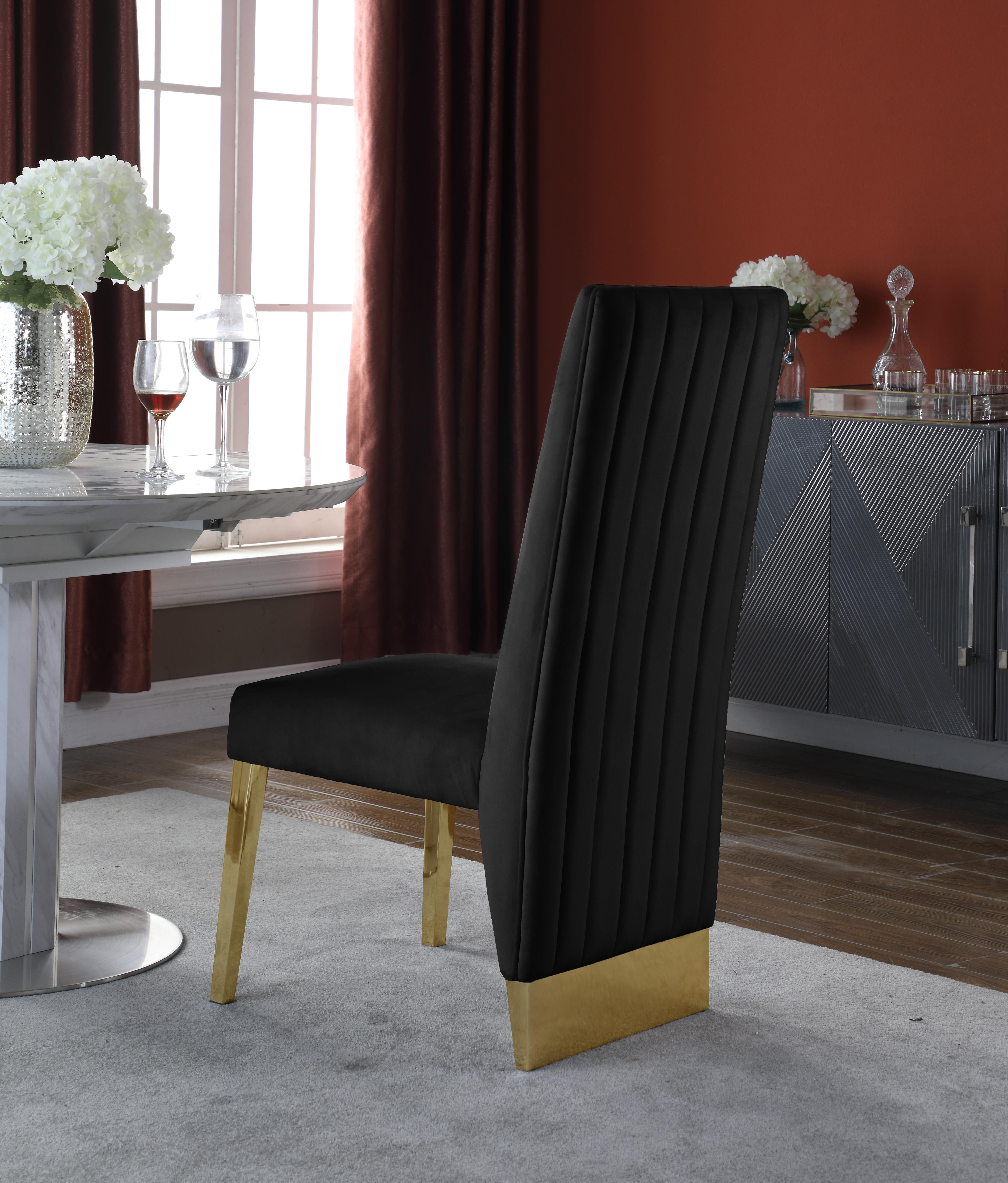 Porsha Black Velvet Dining Chair - Luxury Home Furniture (MI)