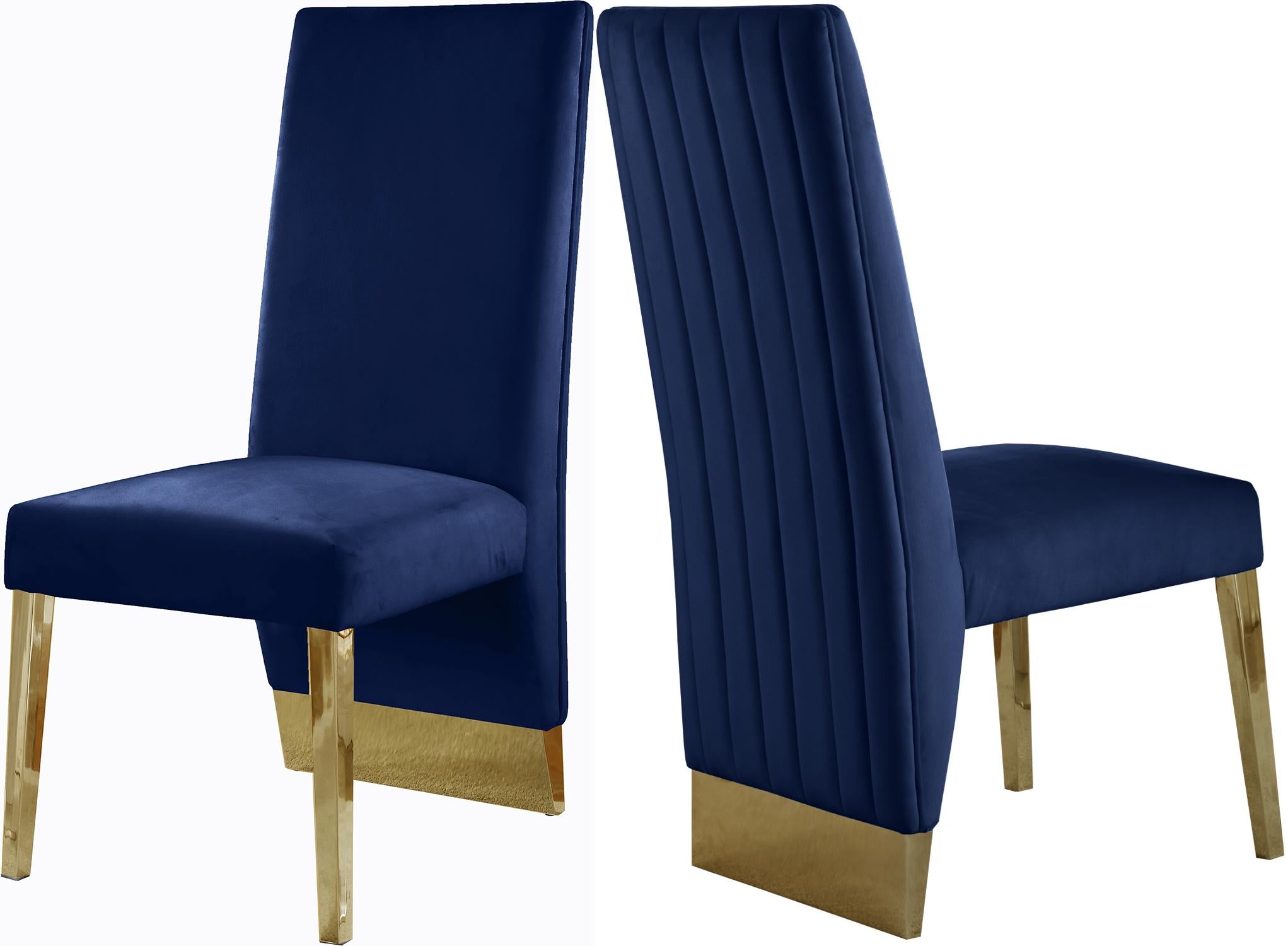 Porsha Navy Velvet Dining Chair - Luxury Home Furniture (MI)