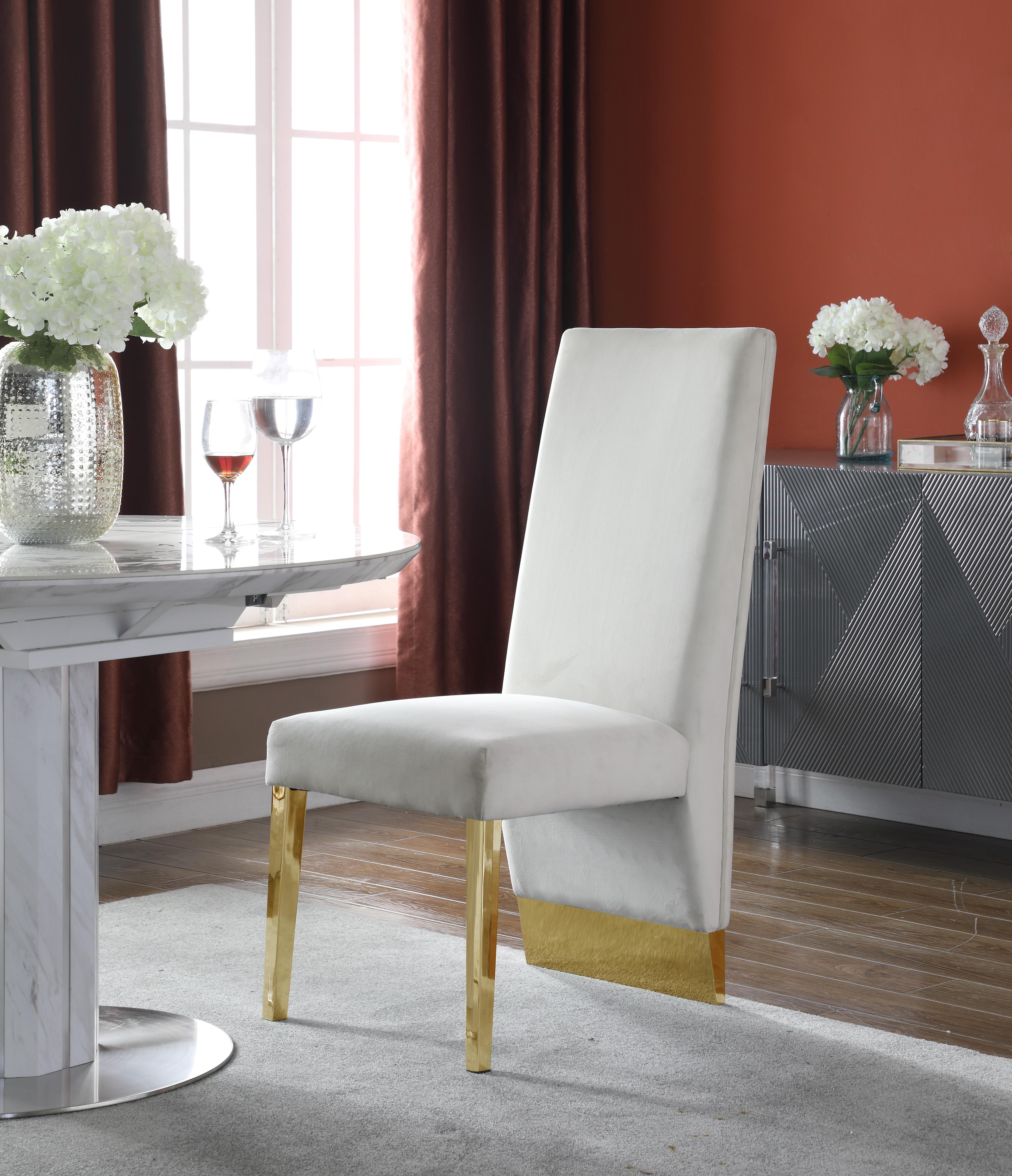 Porsha Cream Velvet Dining Chair - Luxury Home Furniture (MI)
