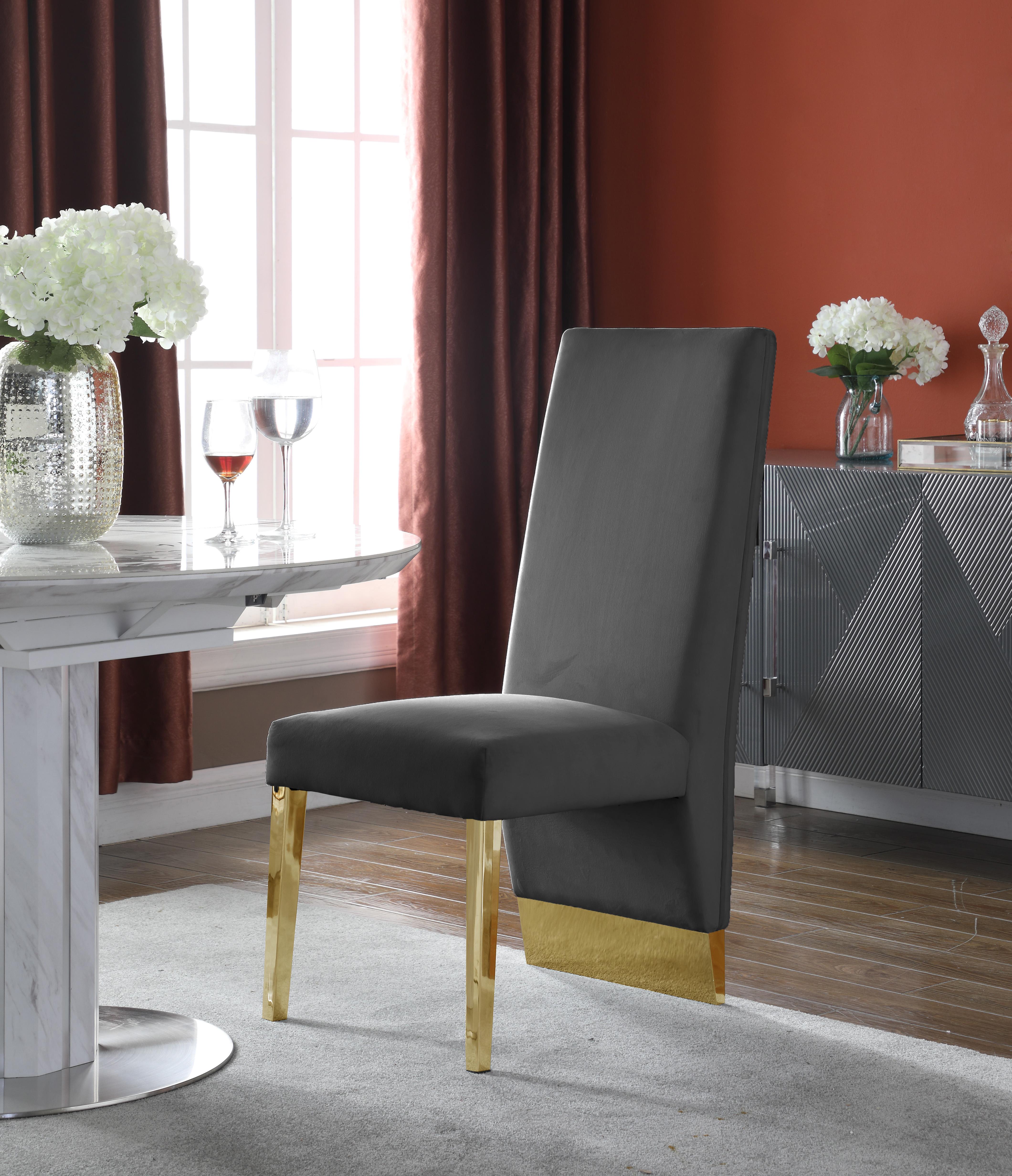 Porsha Grey Velvet Dining Chair - Luxury Home Furniture (MI)
