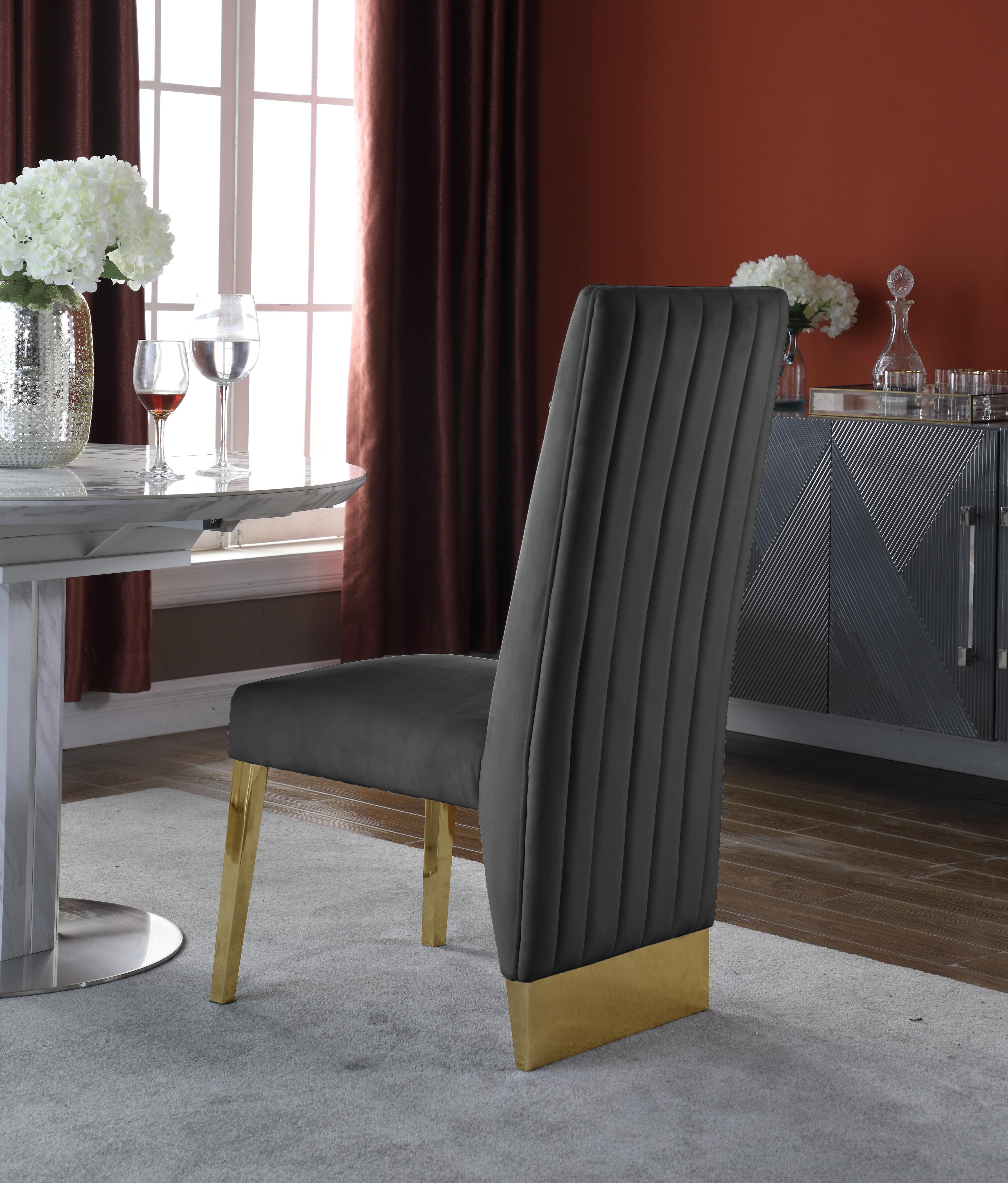 Porsha Grey Velvet Dining Chair - Luxury Home Furniture (MI)