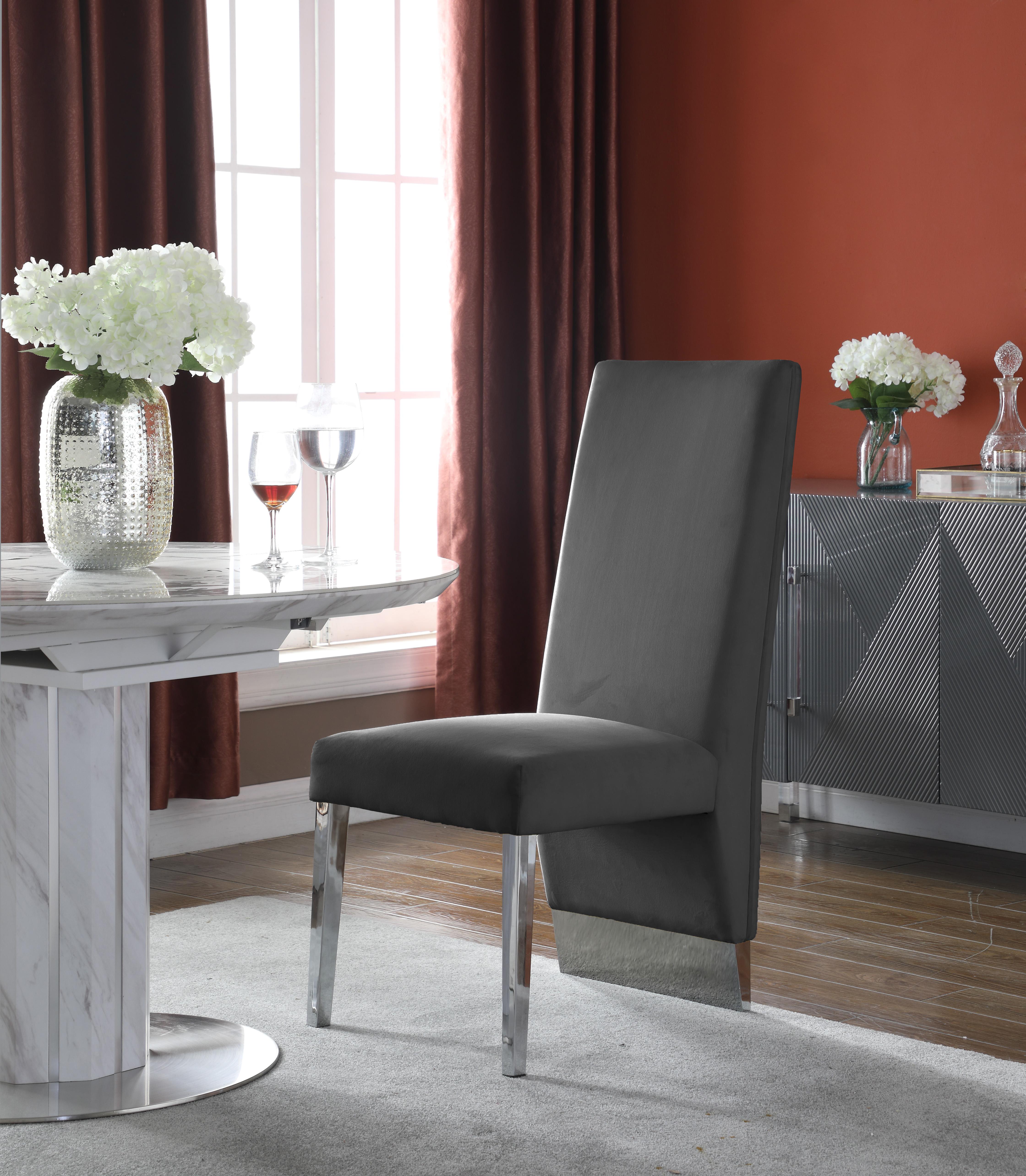 Porsha Grey Velvet Dining Chair - Luxury Home Furniture (MI)