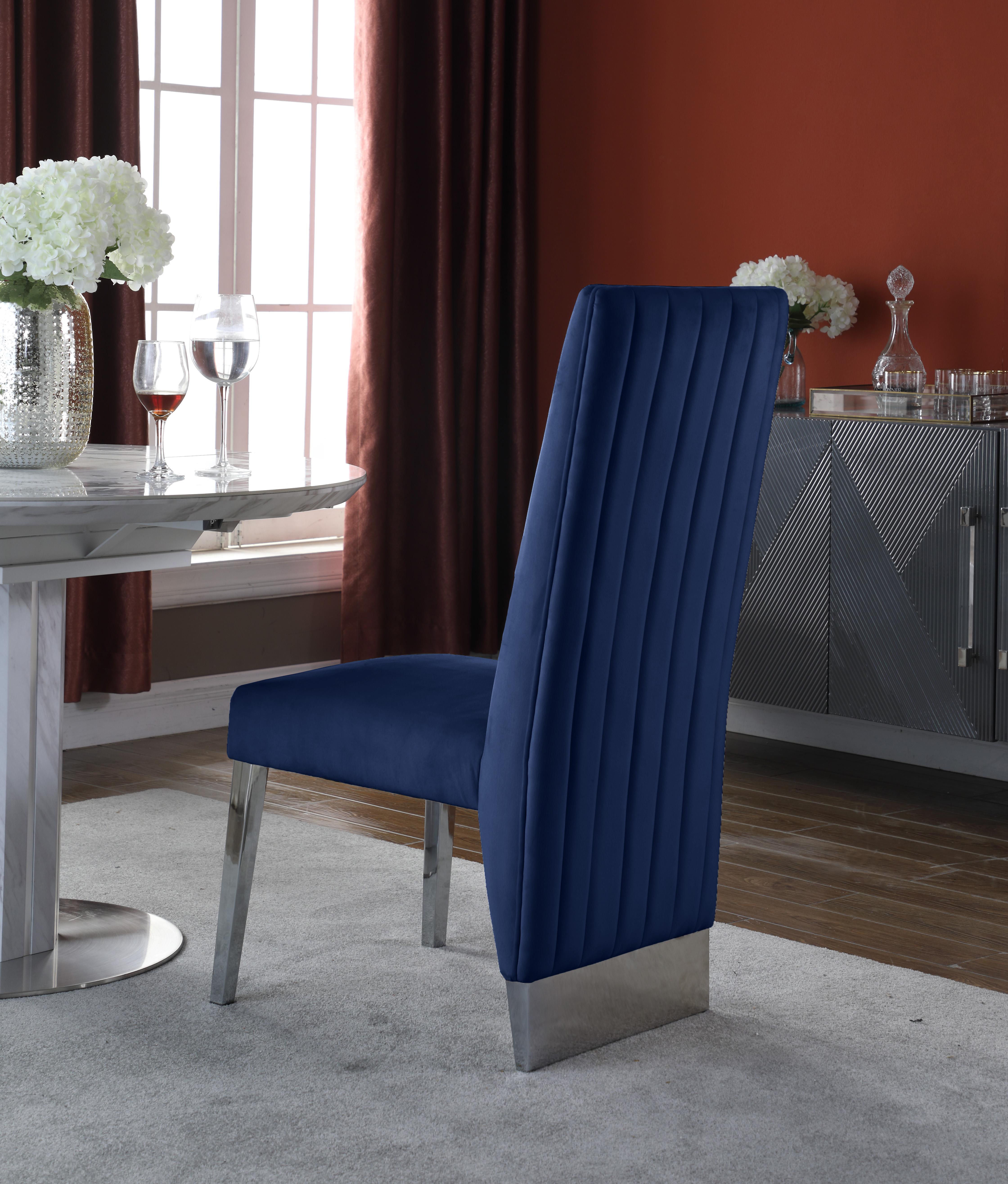 Porsha Navy Velvet Dining Chair - Luxury Home Furniture (MI)