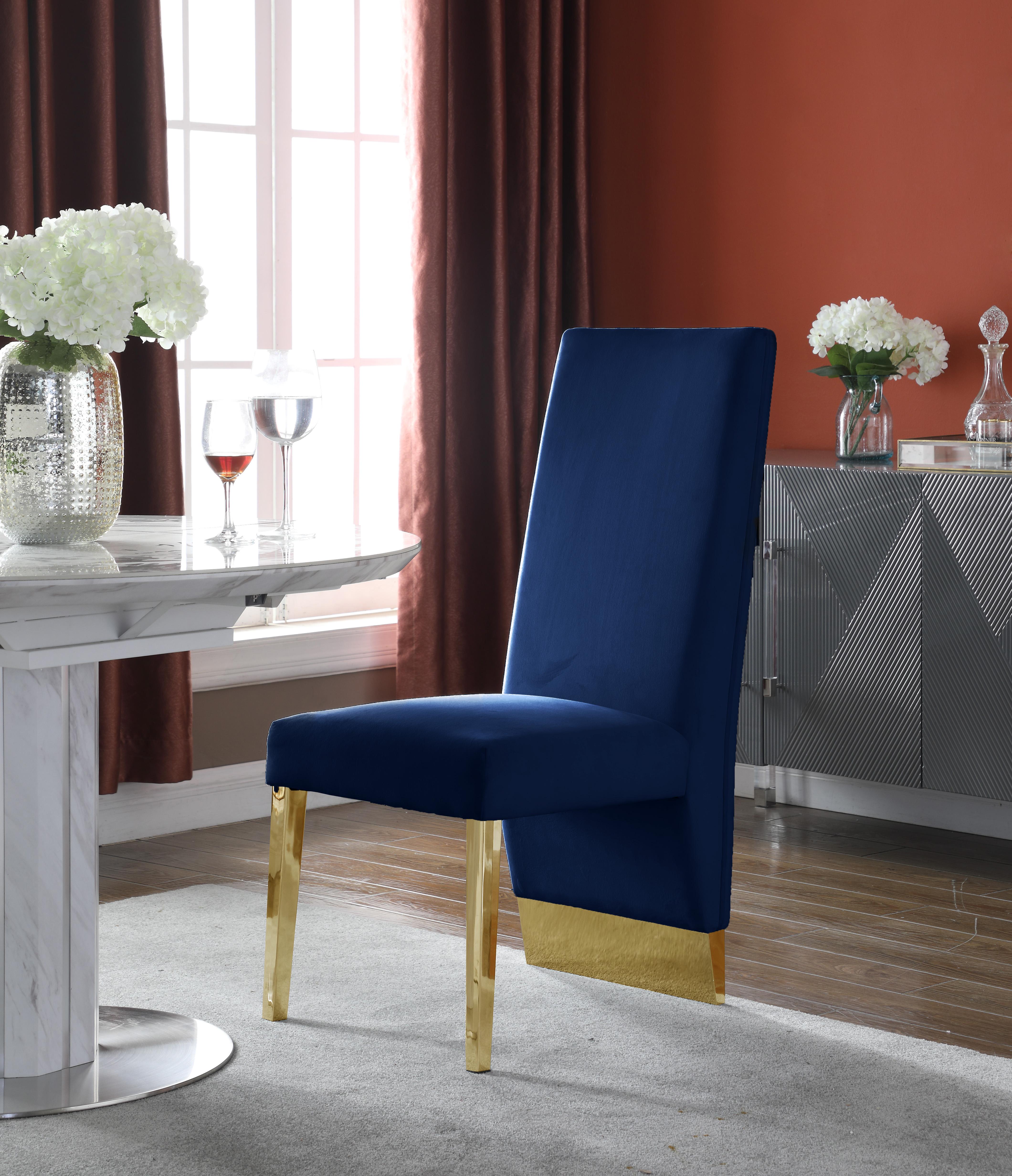 Porsha Navy Velvet Dining Chair - Luxury Home Furniture (MI)