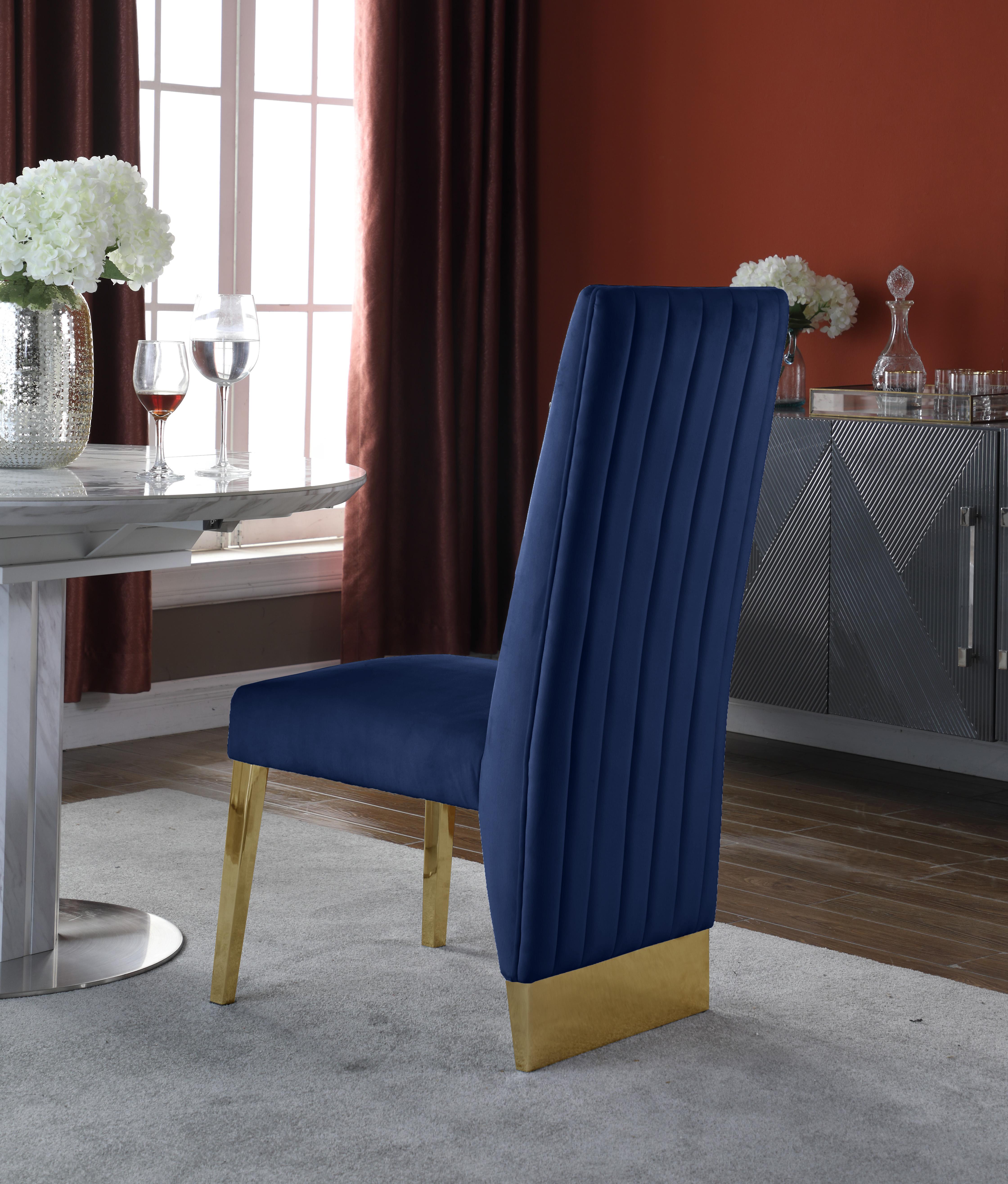 Porsha Navy Velvet Dining Chair - Luxury Home Furniture (MI)