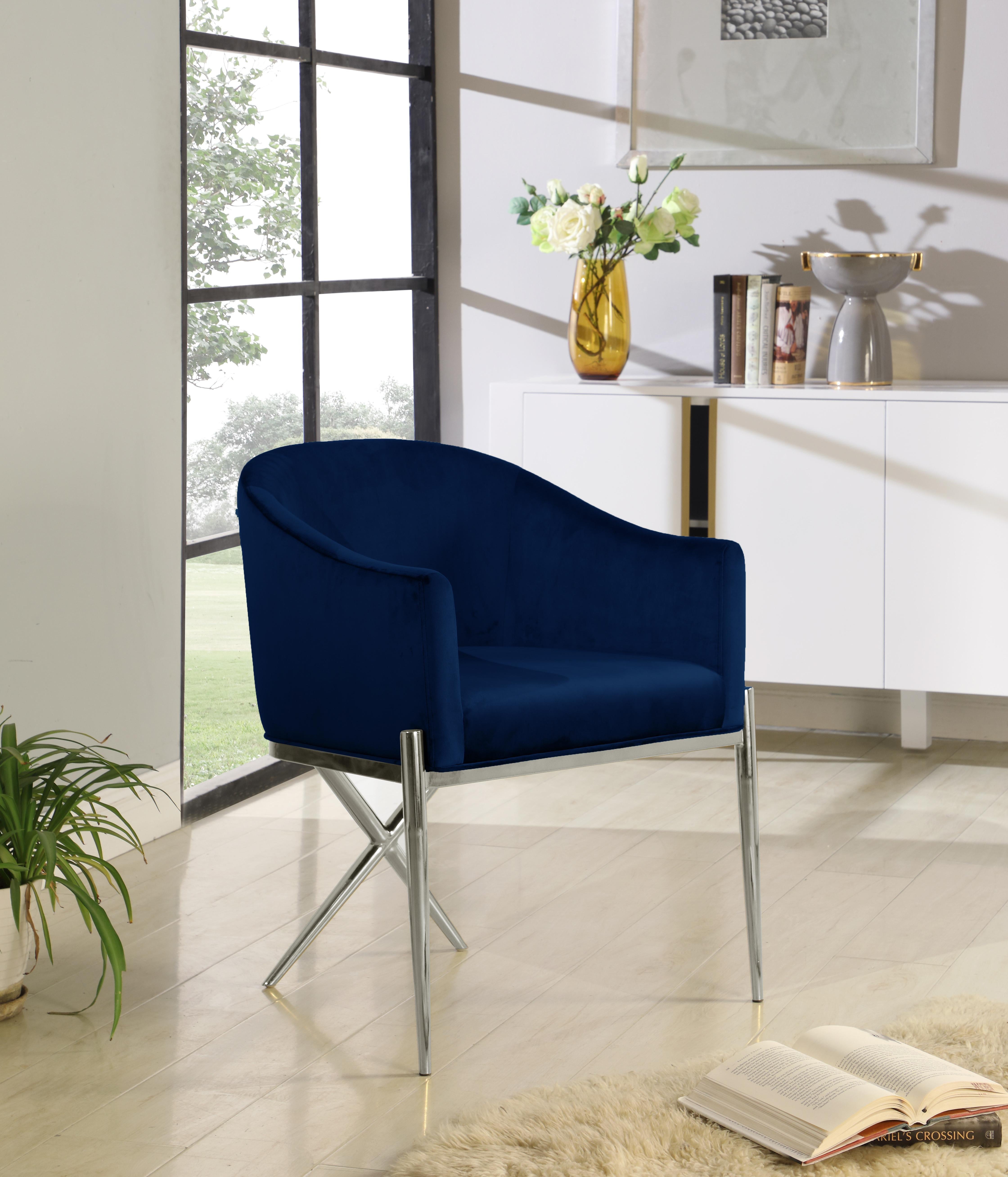Xavier Navy Velvet Dining Chair - Luxury Home Furniture (MI)