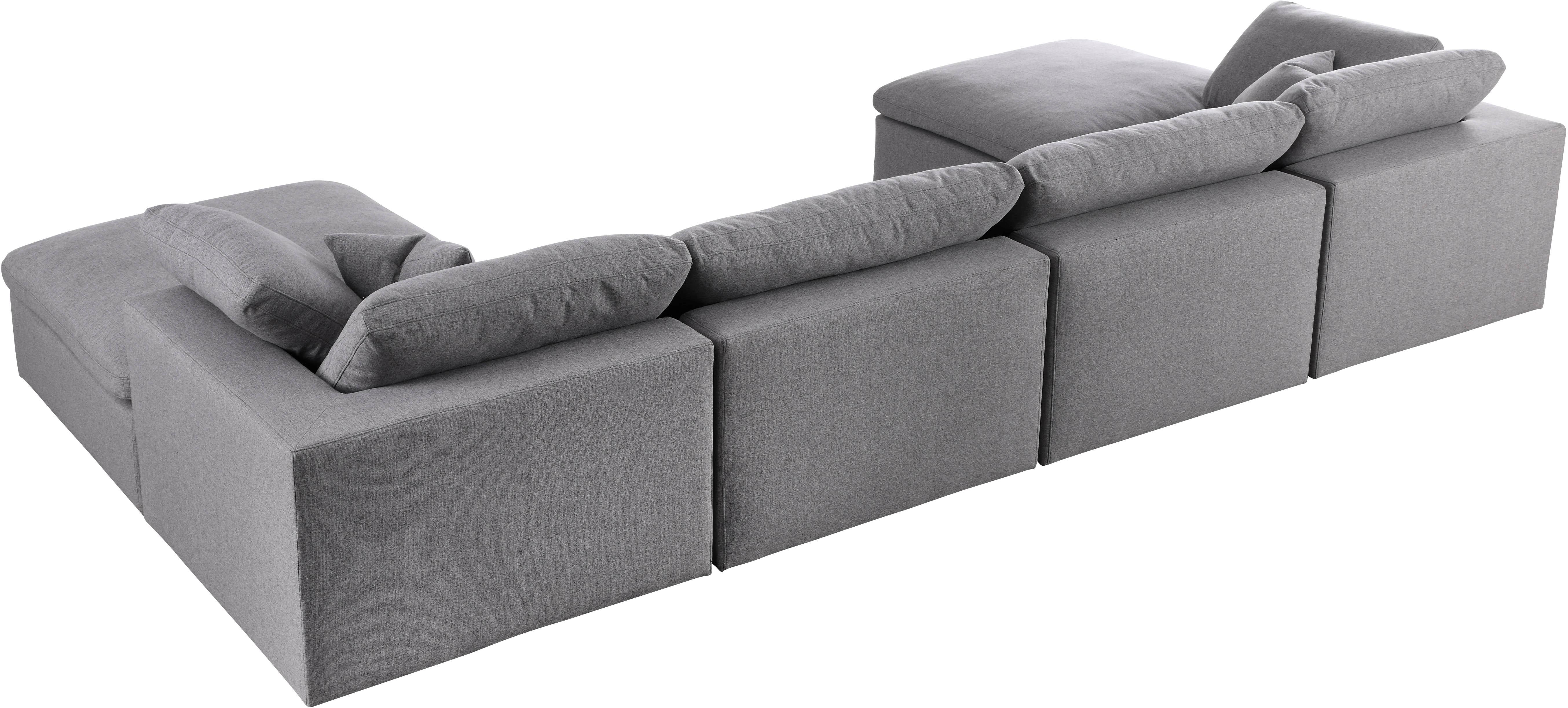 Serene Grey Linen Fabric Deluxe Cloud Modular Sectional - Luxury Home Furniture (MI)