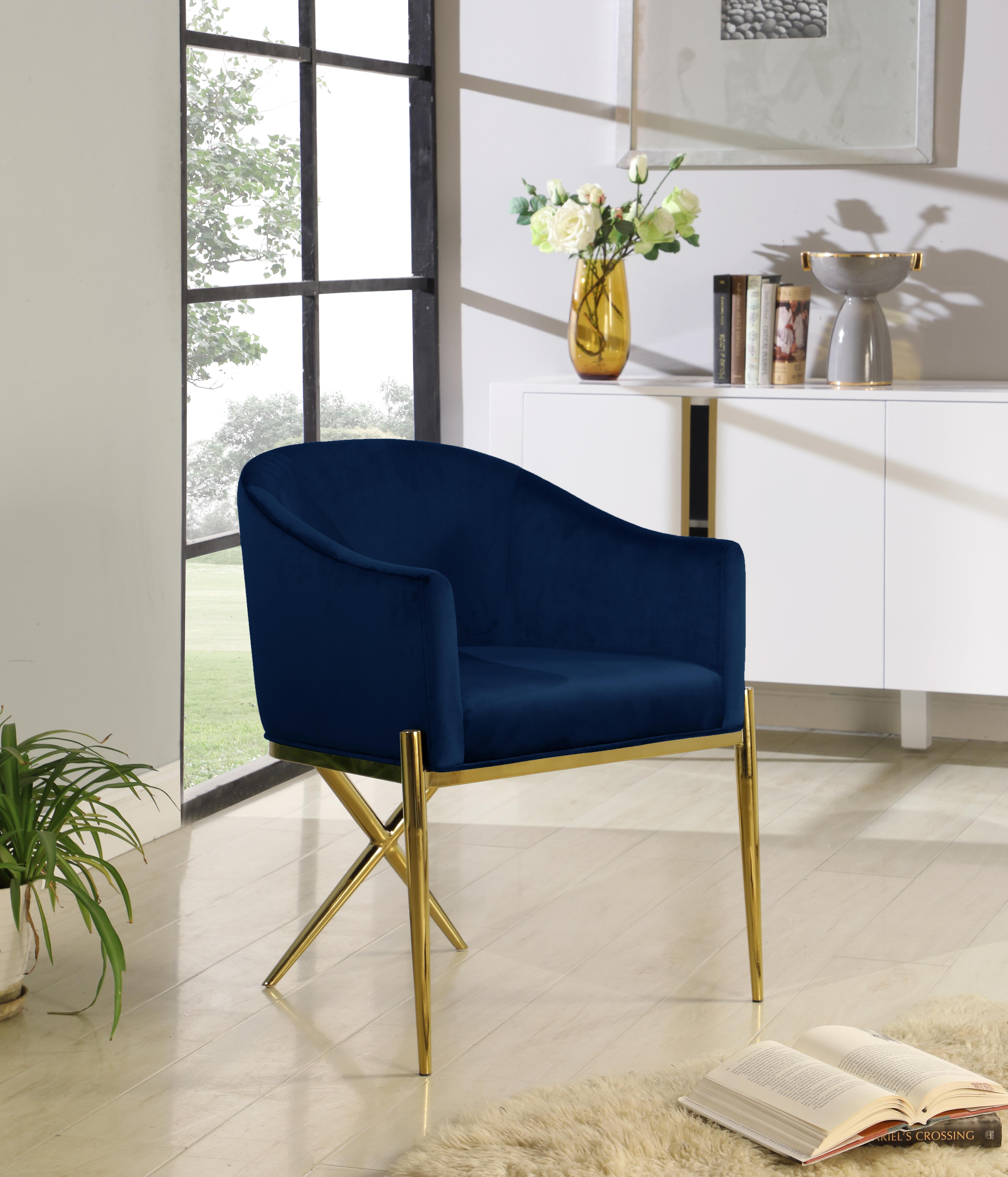 Xavier Navy Velvet Dining Chair - Luxury Home Furniture (MI)