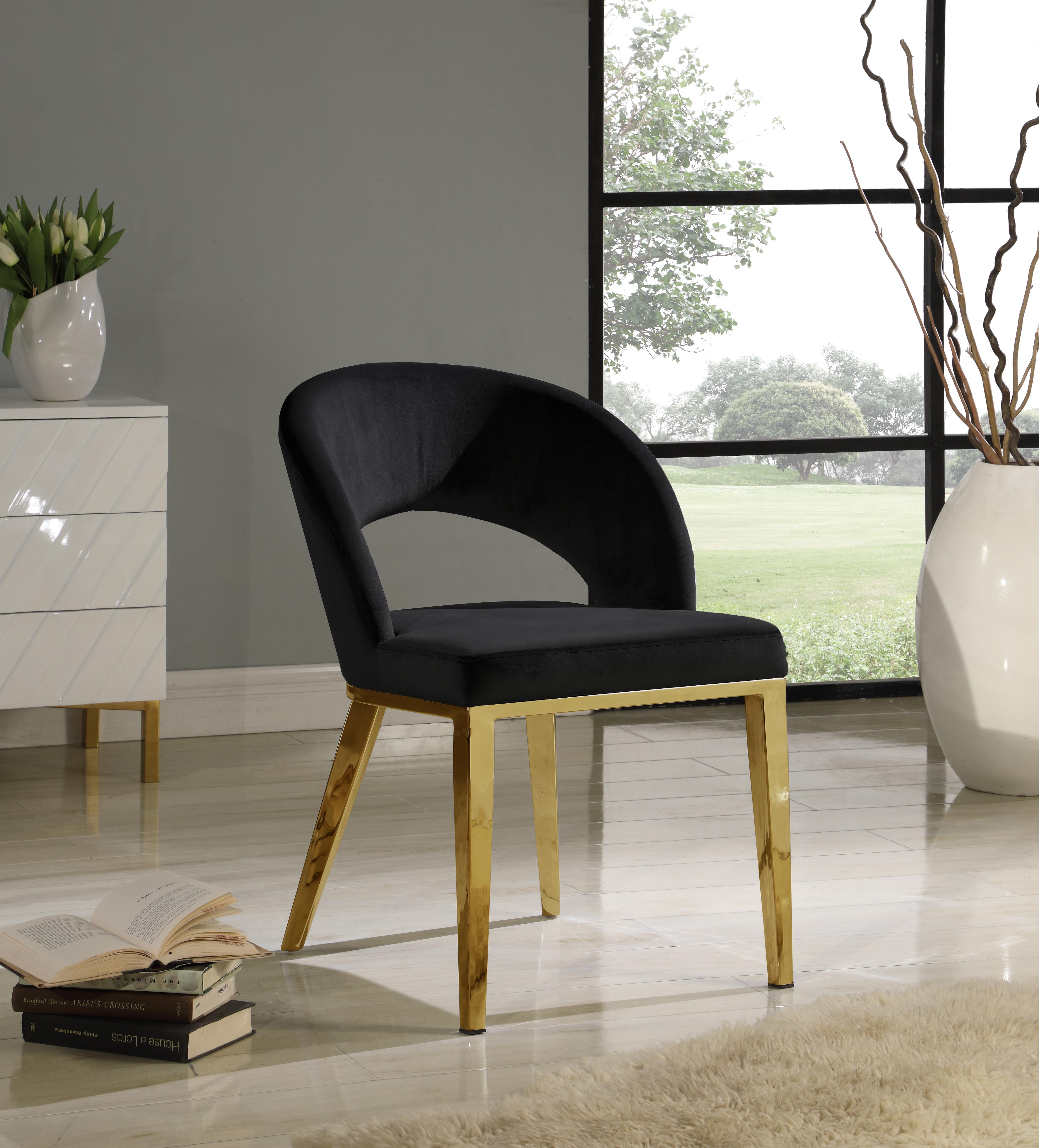 Roberto Black Velvet Dining Chair - Luxury Home Furniture (MI)