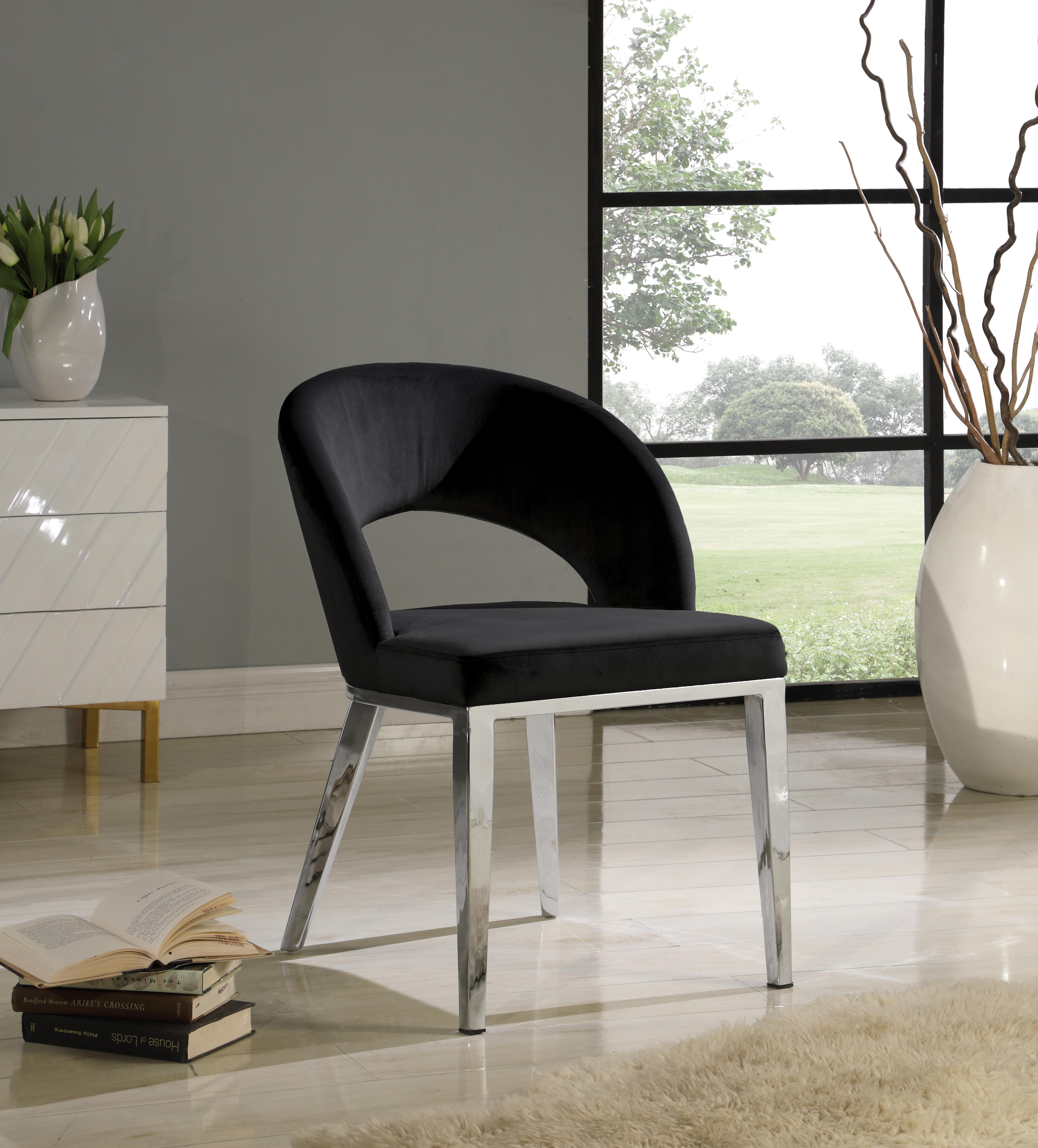 Roberto Black Velvet Dining Chair - Luxury Home Furniture (MI)