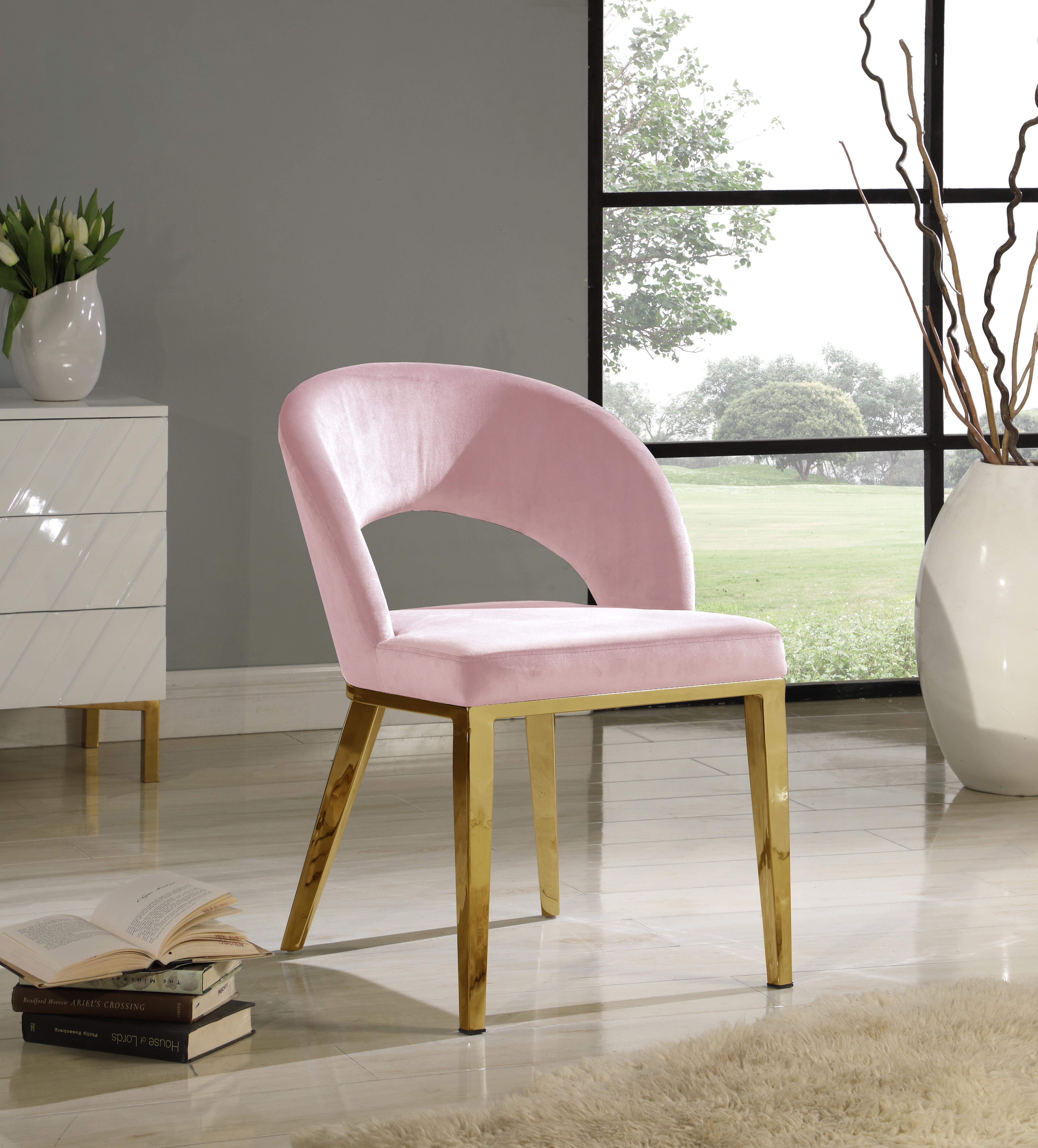 Roberto Pink Velvet Dining Chair - Luxury Home Furniture (MI)