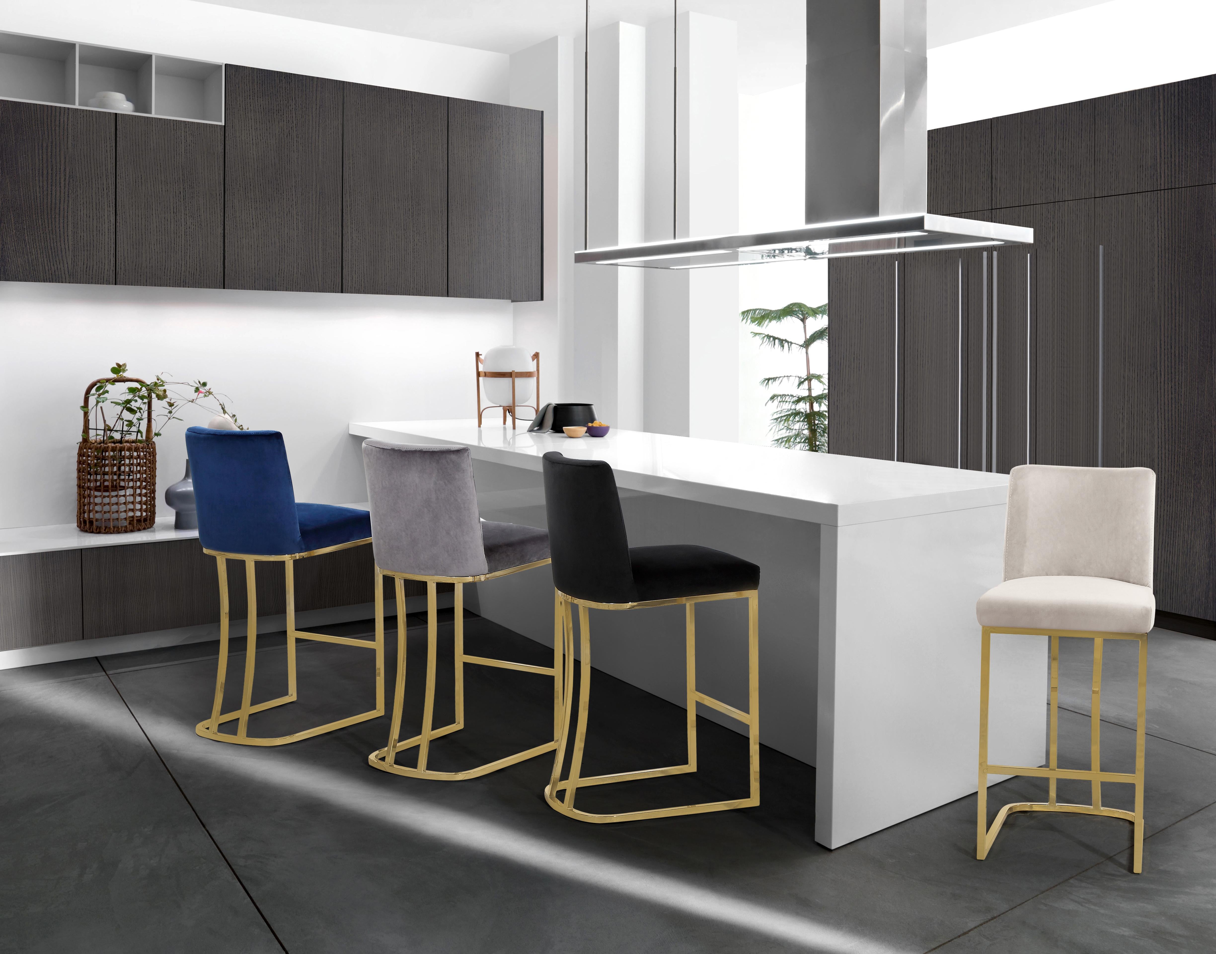 Heidi Cream Velvet Stool - Luxury Home Furniture (MI)