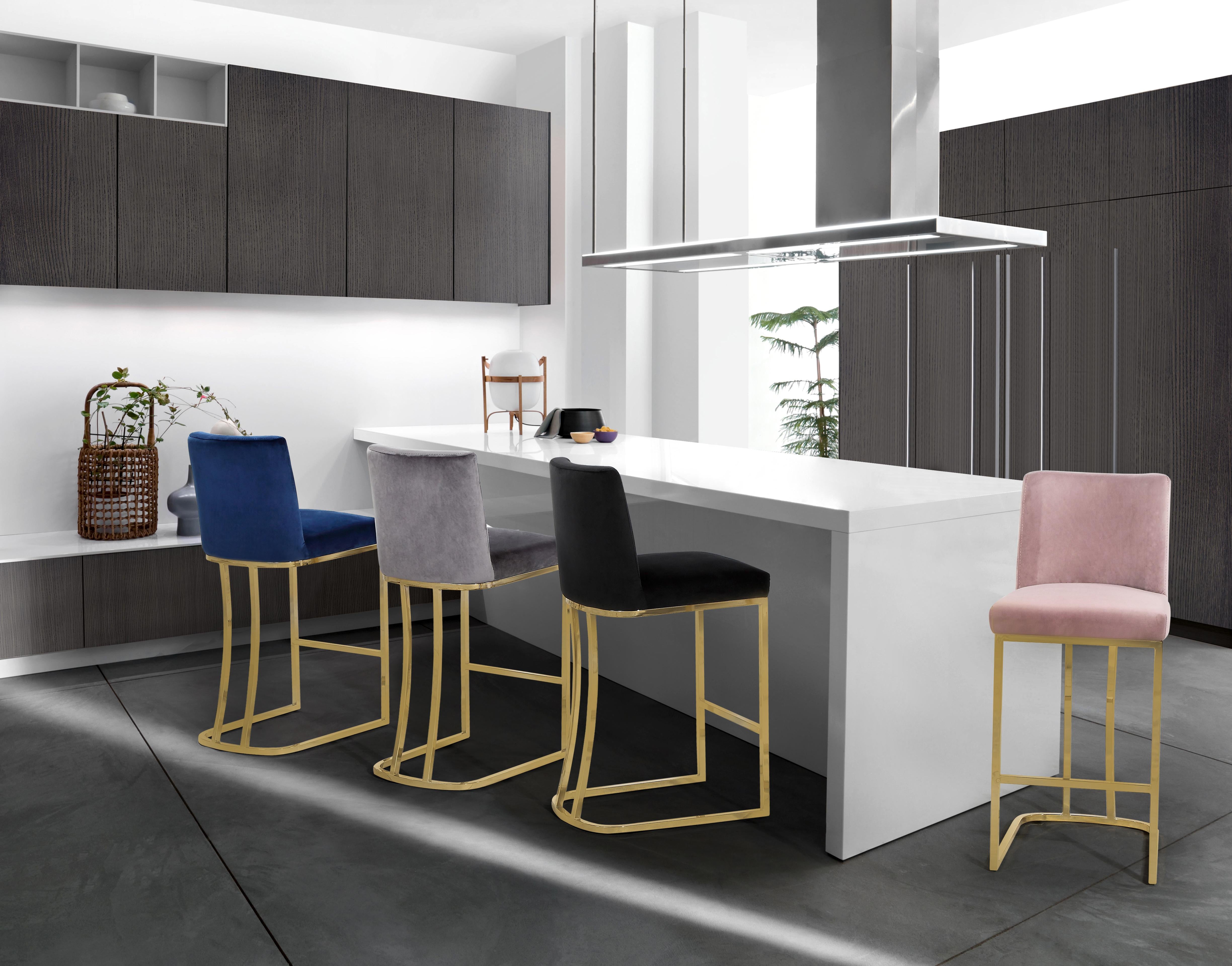 Heidi Grey Velvet Stool - Luxury Home Furniture (MI)
