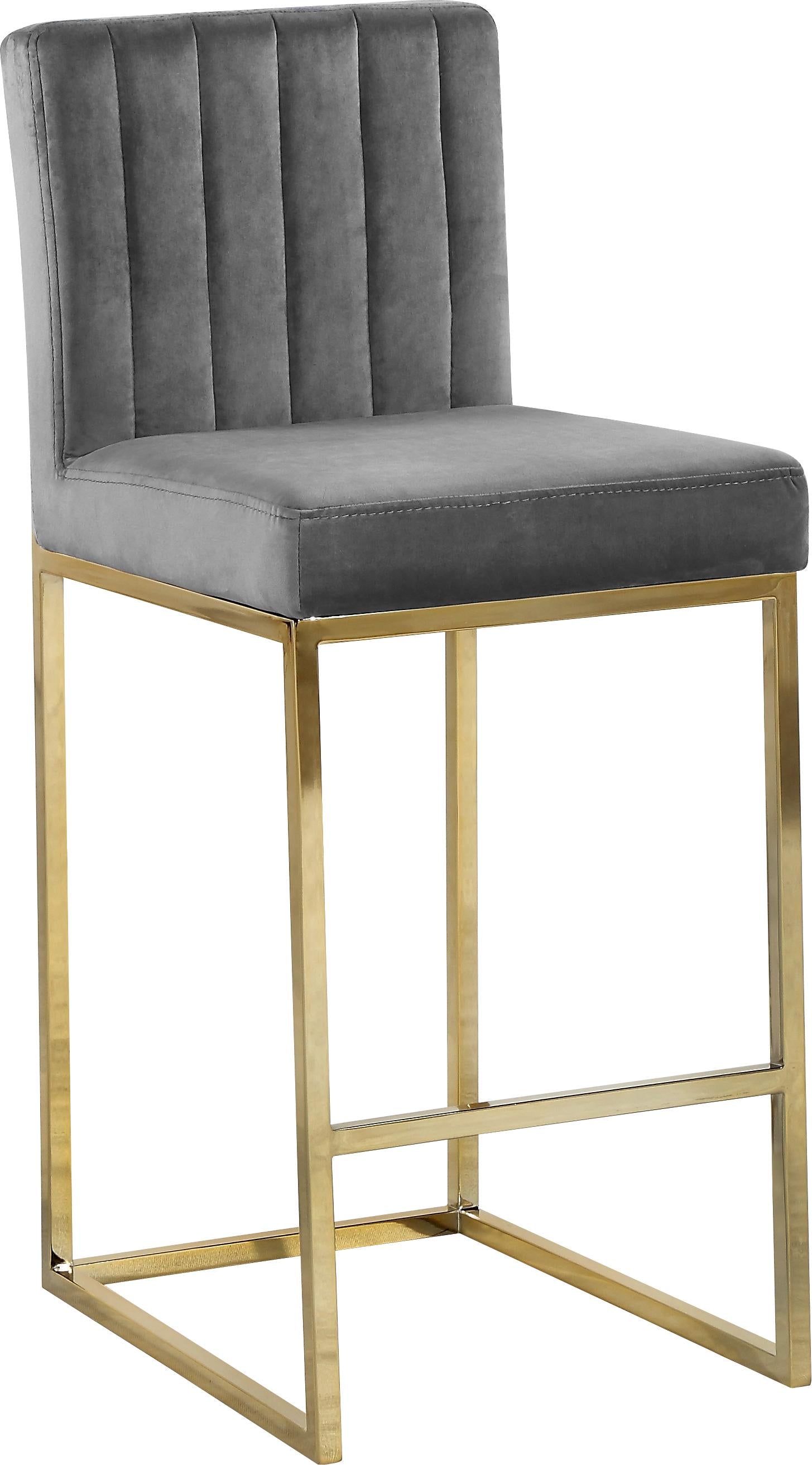 Giselle Grey Velvet Stool - Luxury Home Furniture (MI)