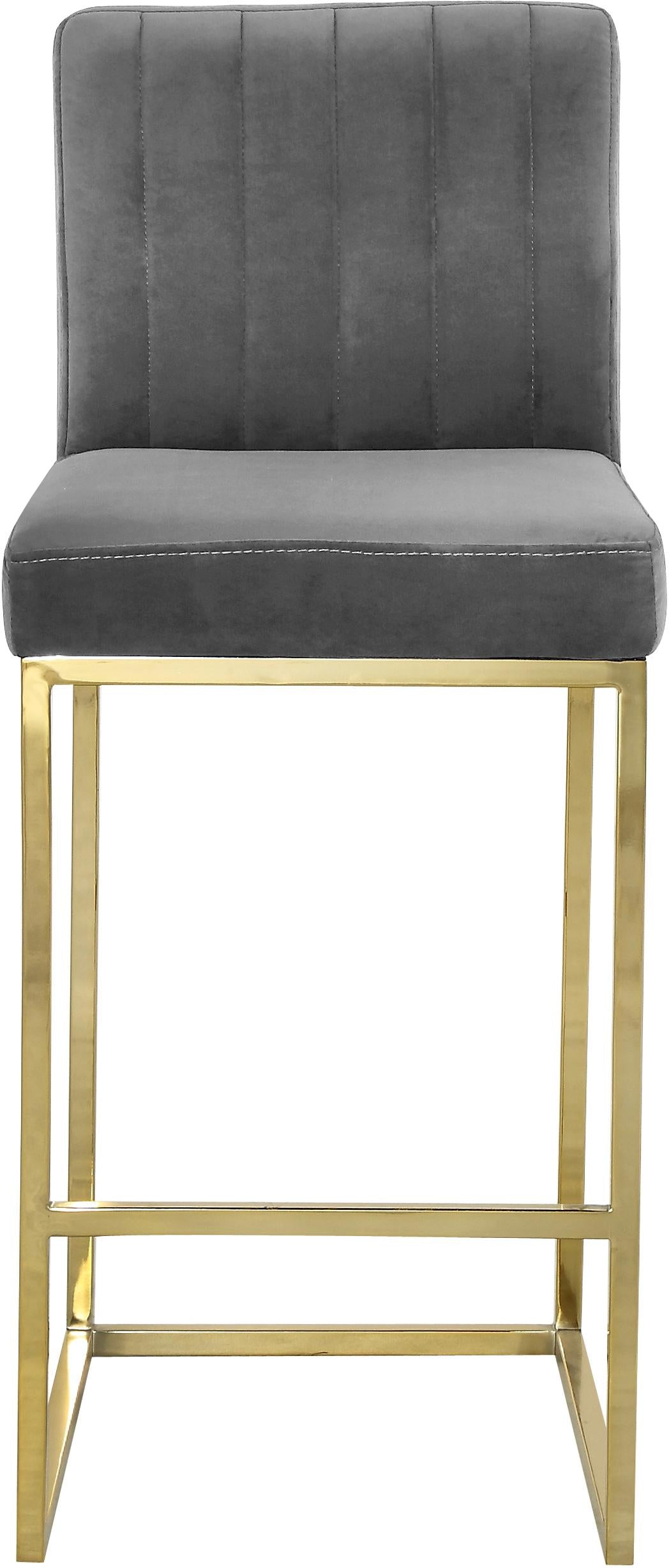 Giselle Grey Velvet Stool - Luxury Home Furniture (MI)