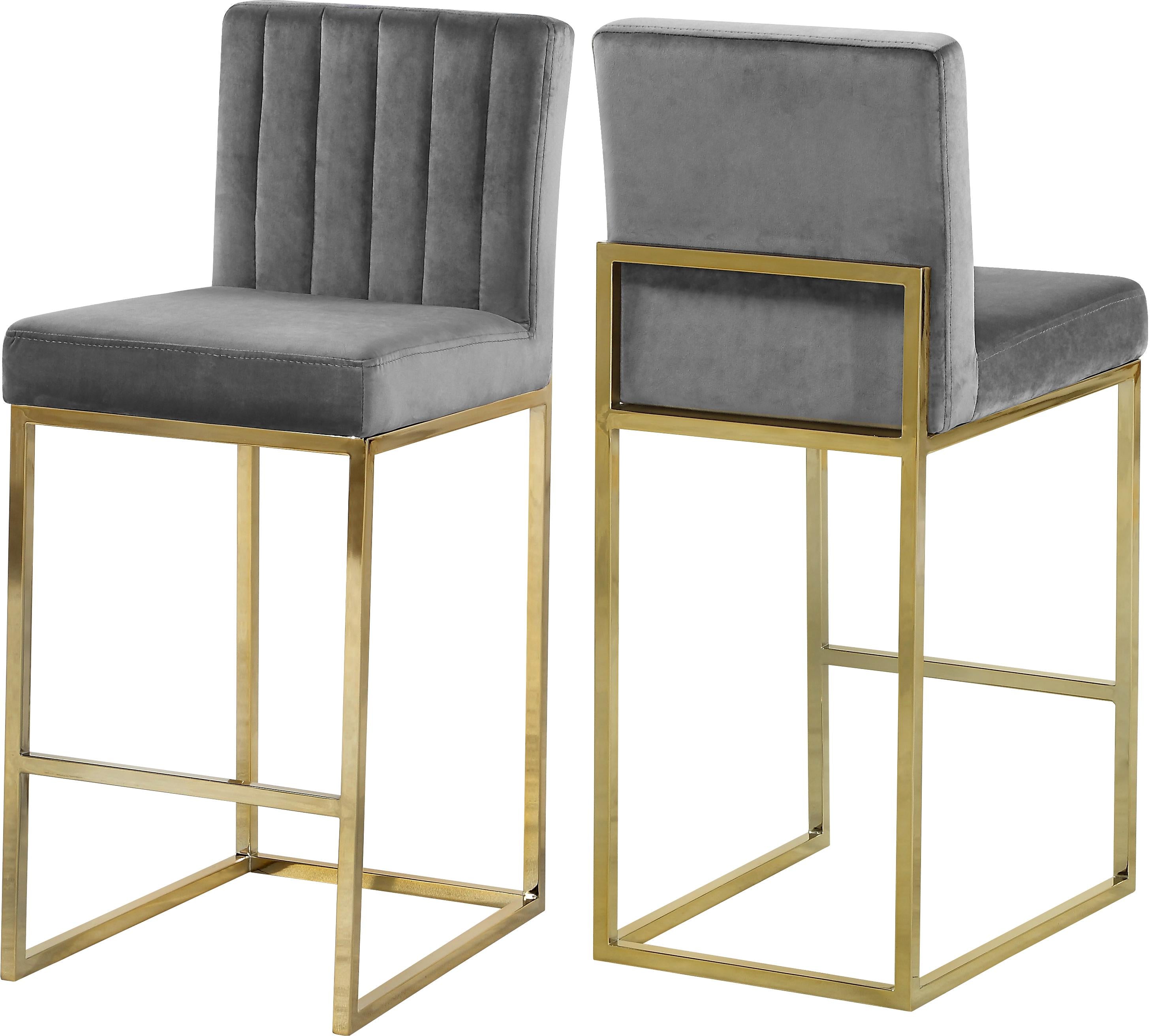Giselle Grey Velvet Stool - Luxury Home Furniture (MI)