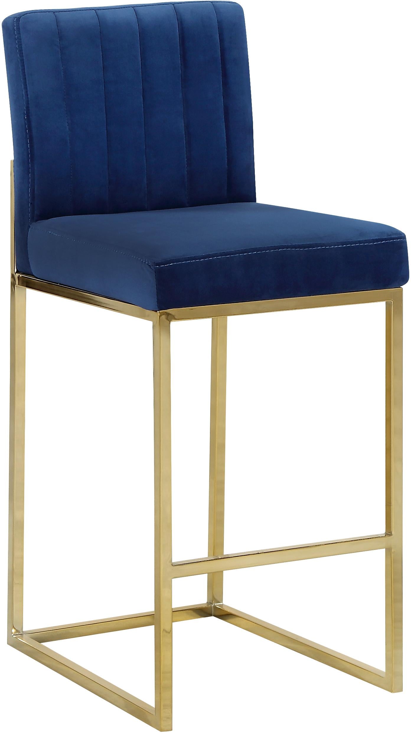 Giselle Navy Velvet Stool - Luxury Home Furniture (MI)