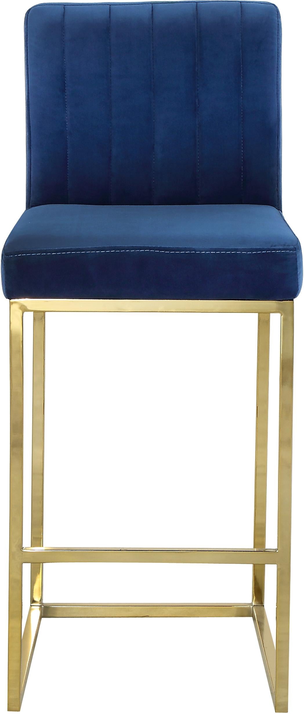 Giselle Navy Velvet Stool - Luxury Home Furniture (MI)