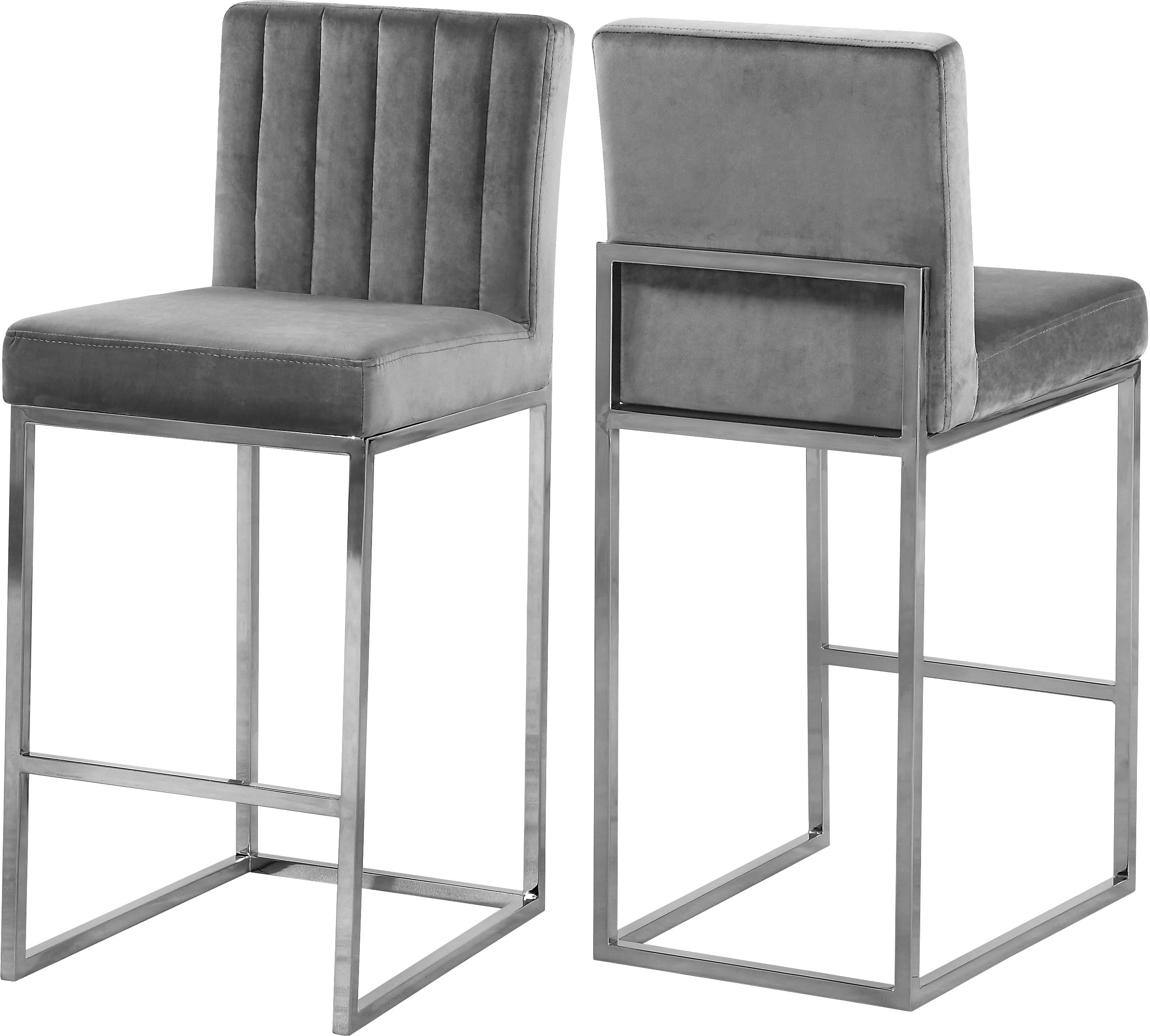 Giselle Grey Velvet Stool - Luxury Home Furniture (MI)