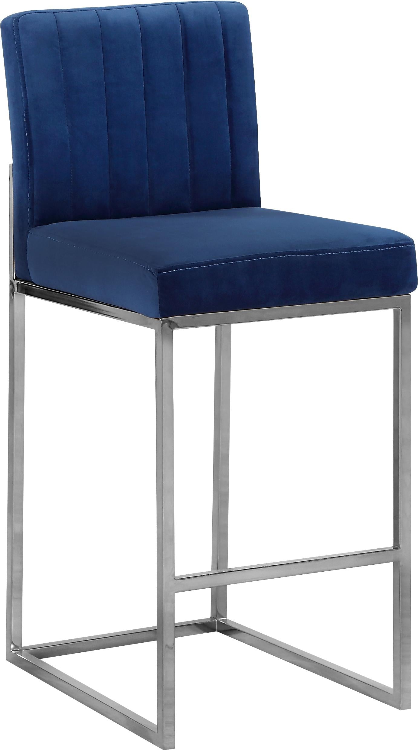 Giselle Navy Velvet Stool - Luxury Home Furniture (MI)