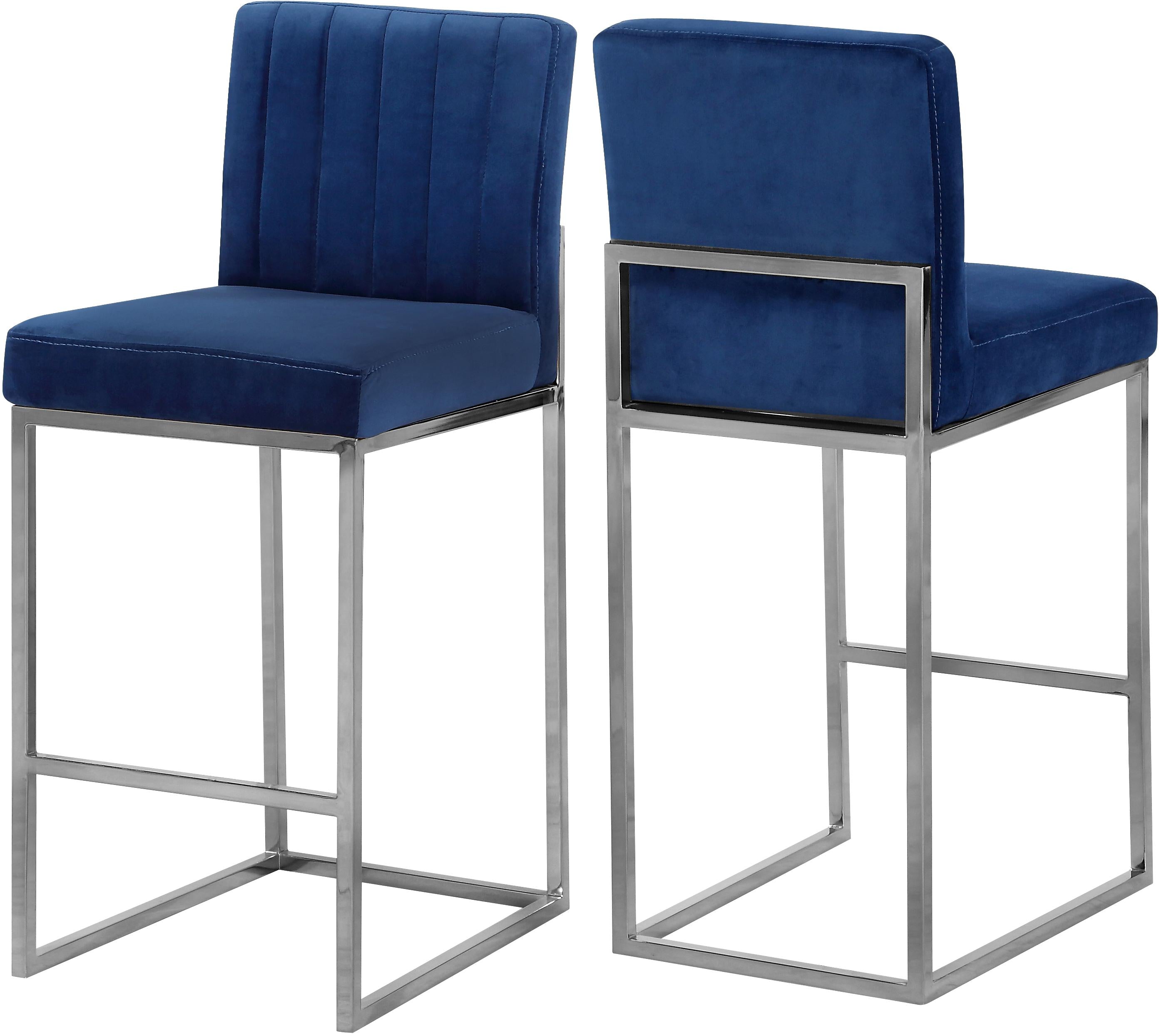 Giselle Navy Velvet Stool - Luxury Home Furniture (MI)