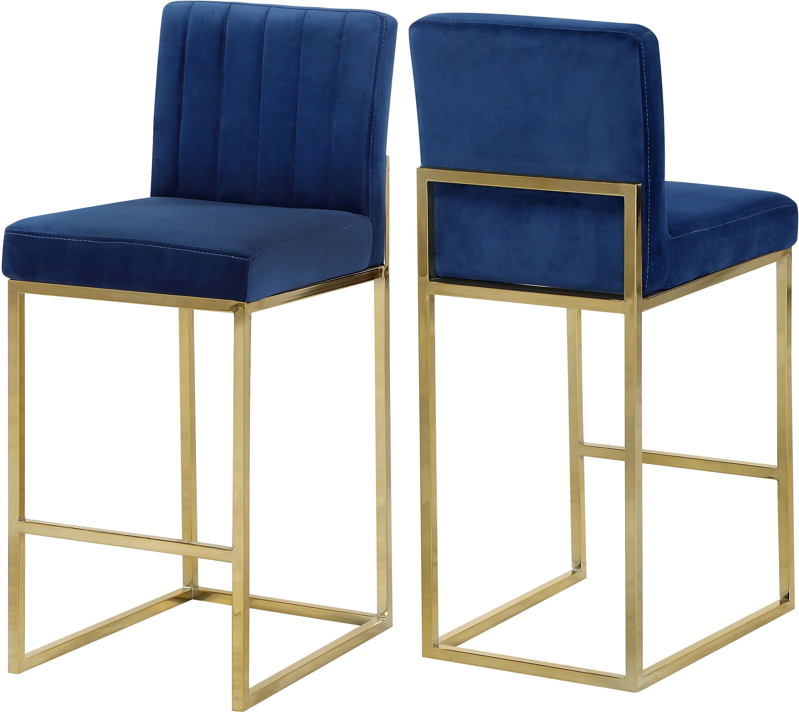 Giselle Navy Velvet Stool - Luxury Home Furniture (MI)