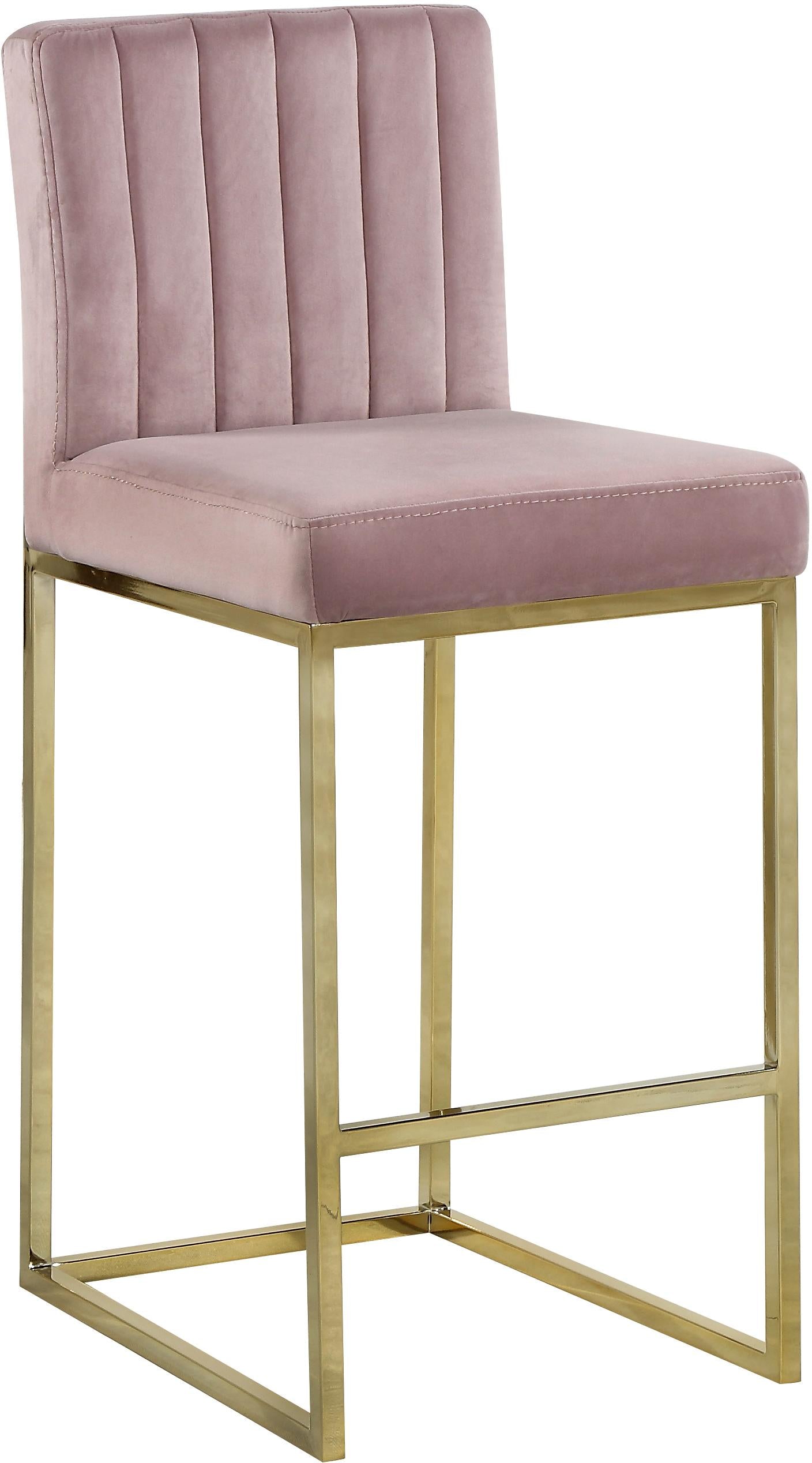 Giselle Pink Velvet Stool - Luxury Home Furniture (MI)