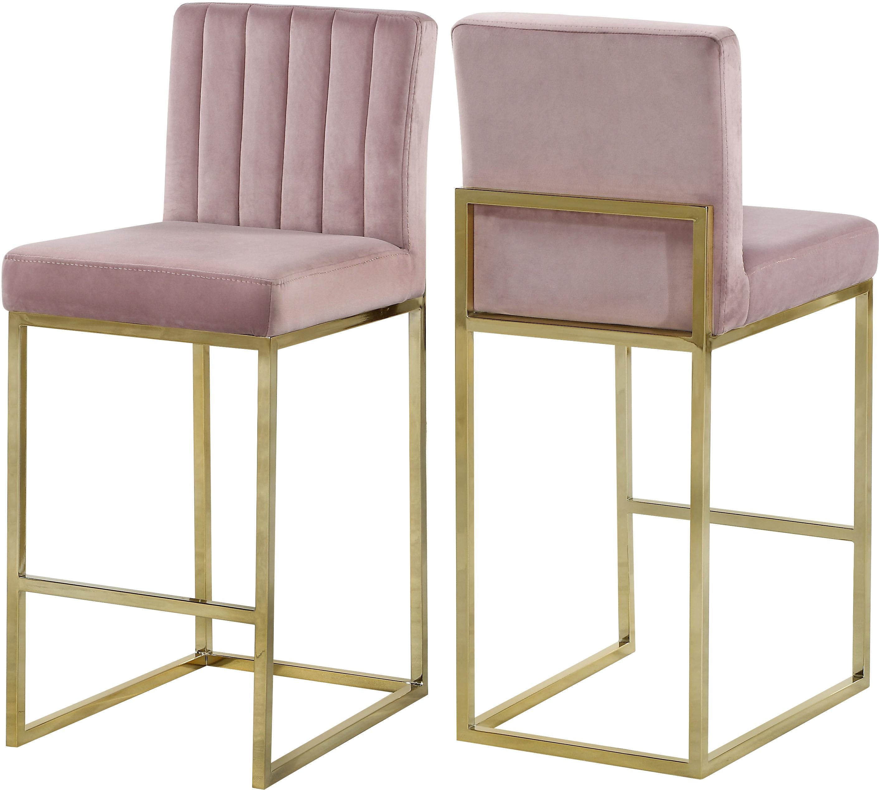 Giselle Pink Velvet Stool - Luxury Home Furniture (MI)