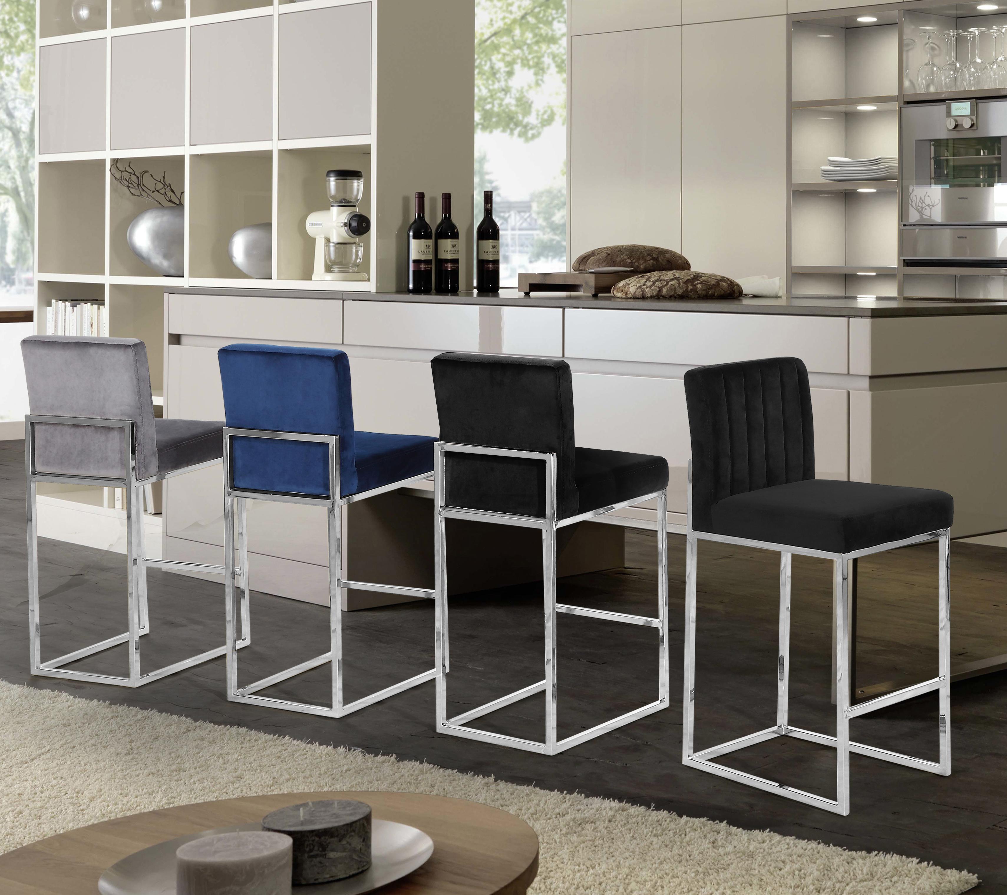 Giselle Navy Velvet Stool - Luxury Home Furniture (MI)