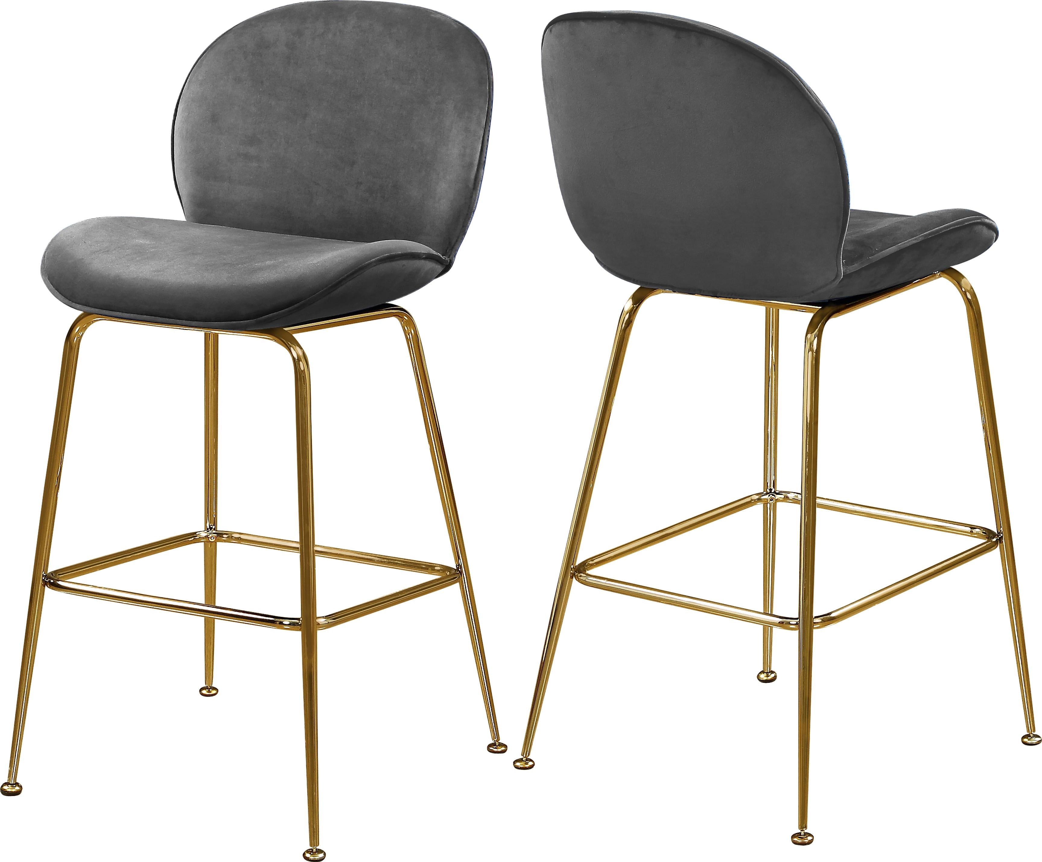Paris Grey Velvet Stool