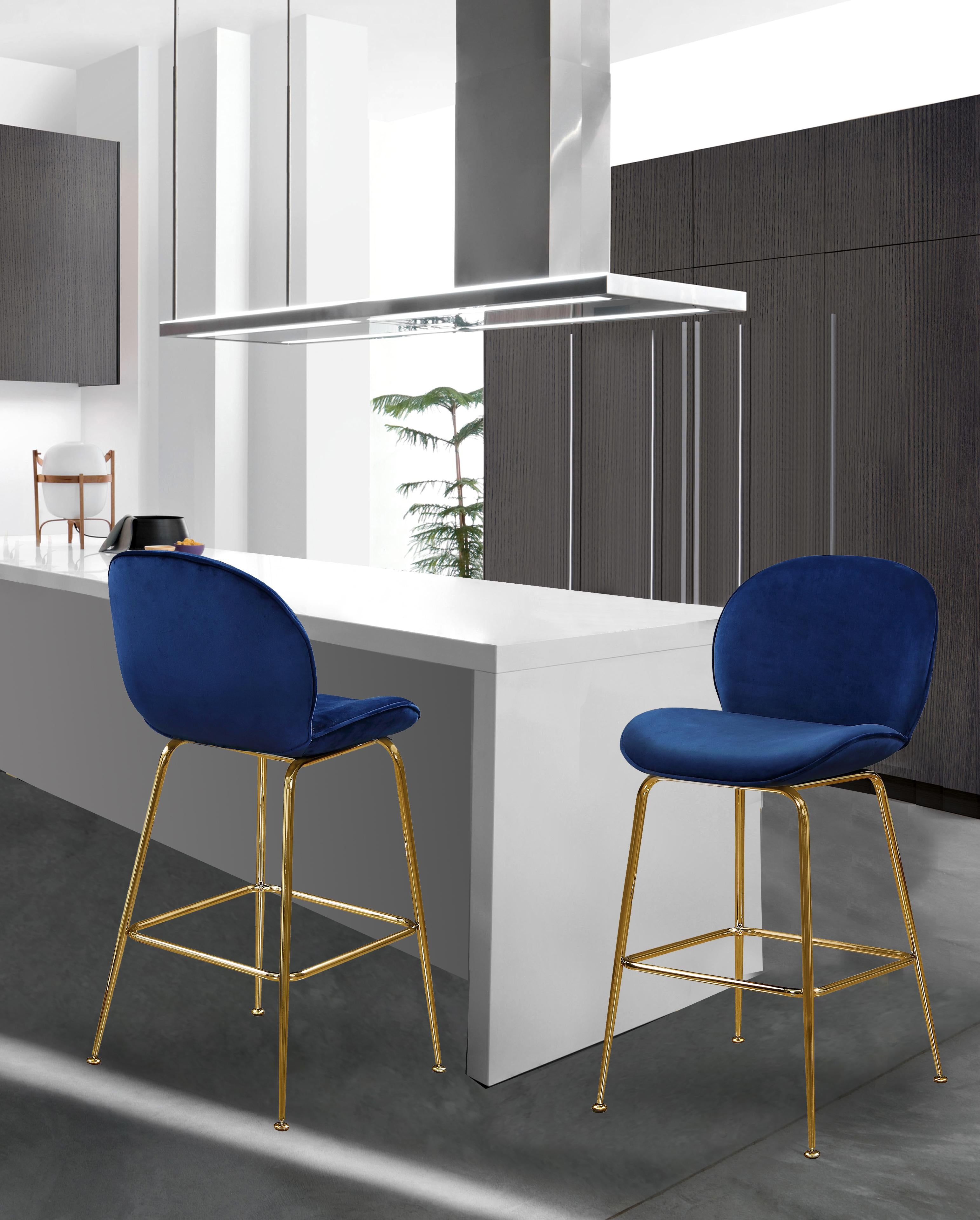 Paris Navy Velvet Stool - Luxury Home Furniture (MI)