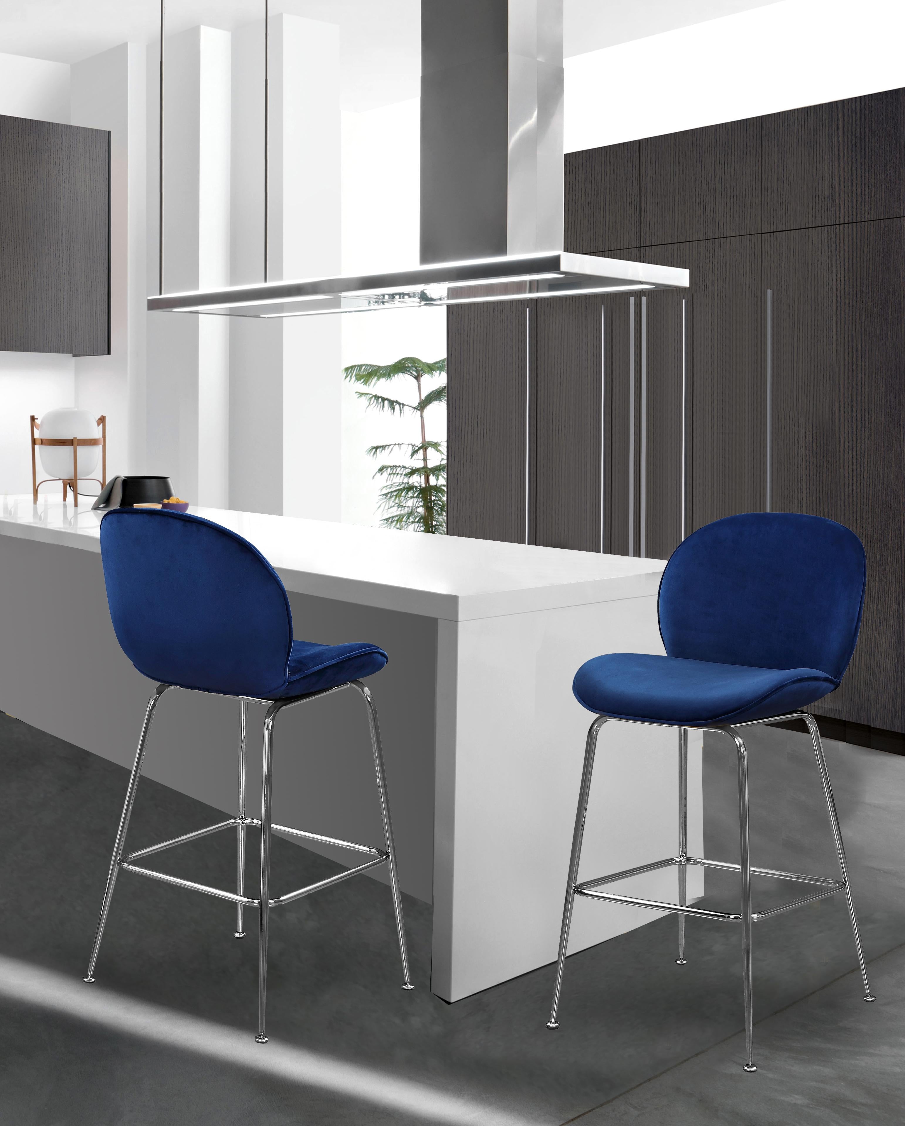 Paris Navy Velvet Stool - Luxury Home Furniture (MI)